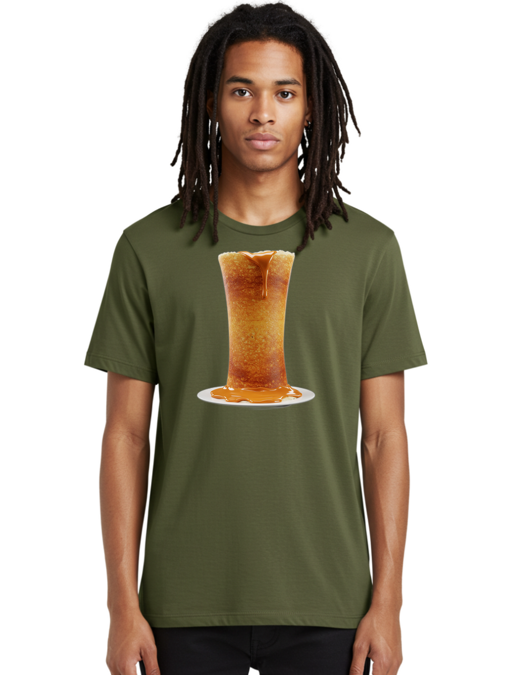 Caramel-Popcorn-Cone Men'S Graphic Tee, 100% Cotton, Comfortable Casual Summer Wear, Machine Washable, Caramel Crepe, Sweet Dessert, Caramel Sauce, French Cuisine, Delicious Treat, Indulgent Delight, Golden Brown, Sticky Sauce Baa253