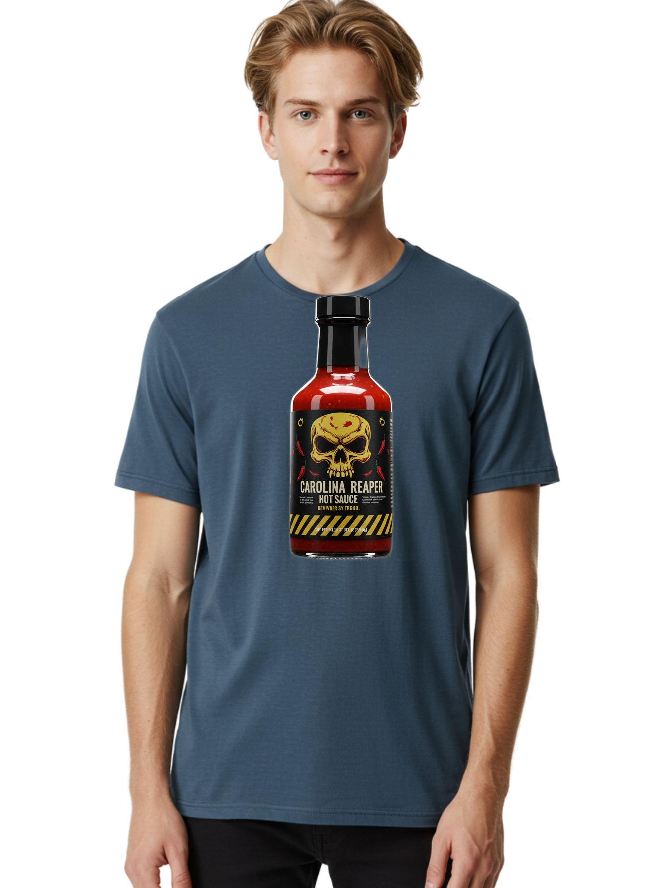 Carolina-Reaper-Hot-Sauce Men'S Graphic Tee, 100% Cotton, Comfortable Casual Summer Wear, Machine Washable, Carolina Reaper Hot Sauce, Spicy Condiment, Fiery Flavor, Pepper Sauce, Hot Pepper, Reaper Pepper, Extreme Heat, Bold Taste, Baa254