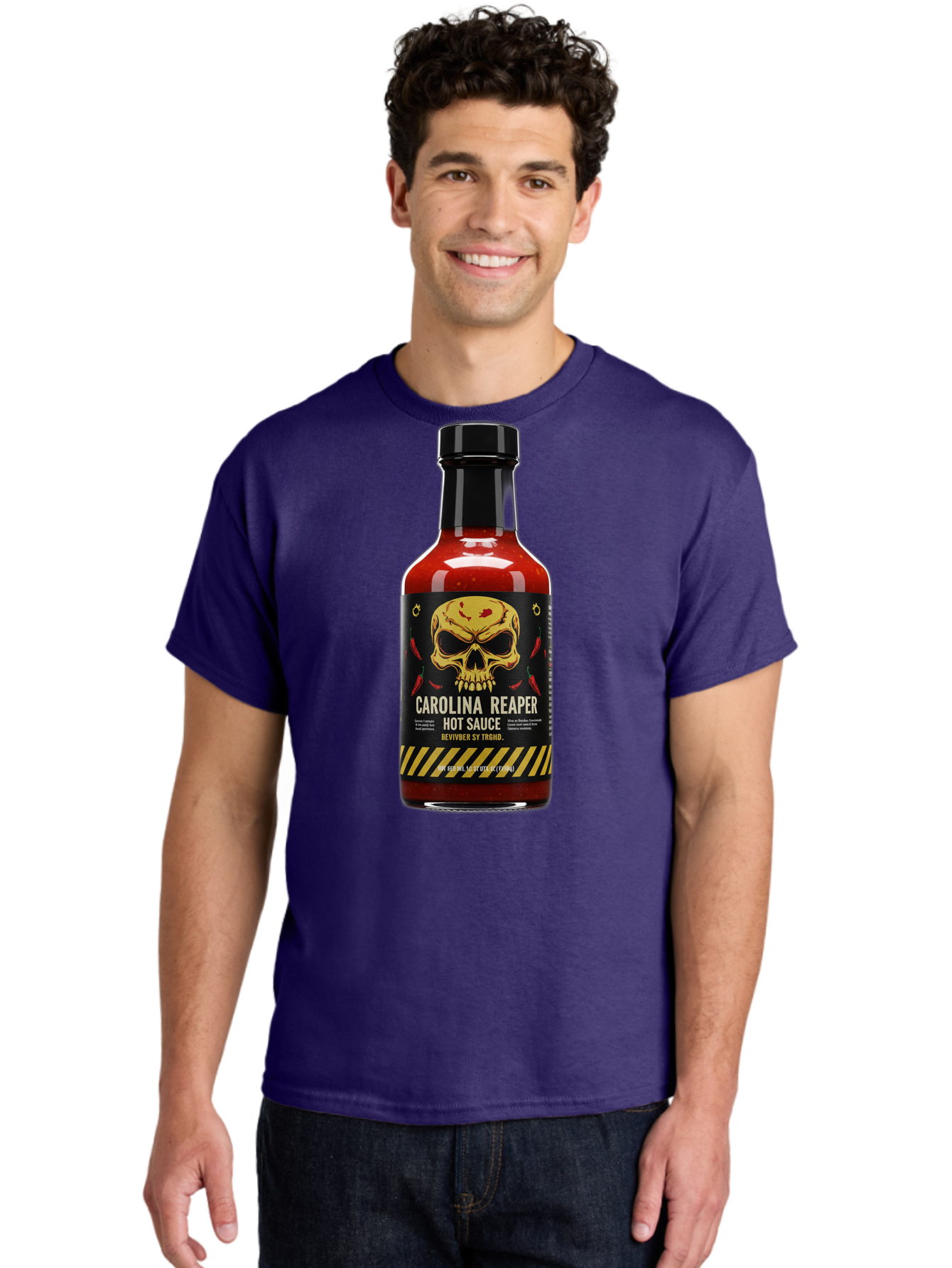 Carolina-Reaper-Hot-Sauce Men'S Graphic Tee, 100% Cotton, Comfortable Casual Summer Wear, Machine Washable, Carolina Reaper Hot Sauce, Spicy Condiment, Fiery Flavor, Pepper Sauce, Hot Pepper, Reaper Pepper, Extreme Heat, Bold Taste, Baa254