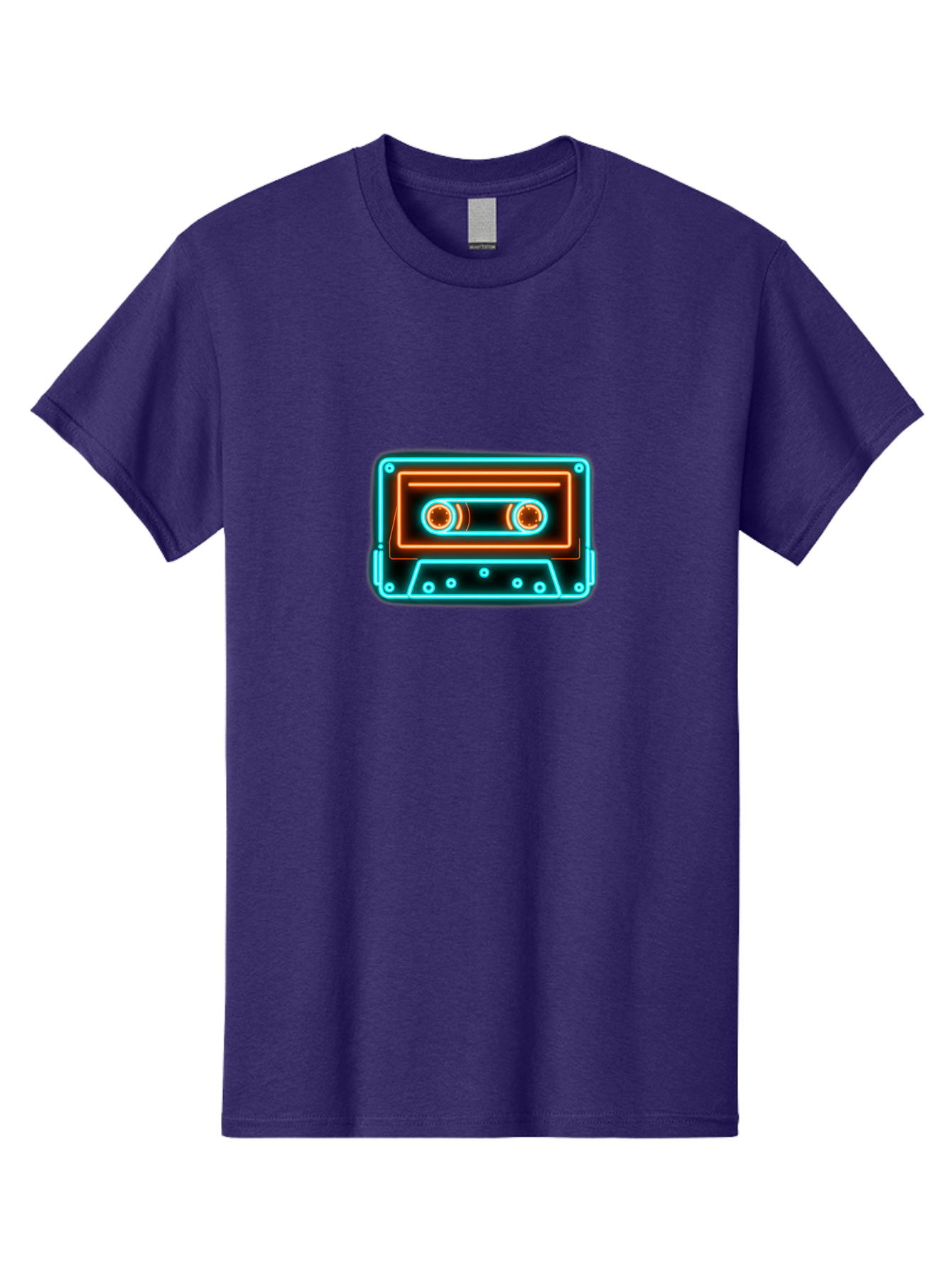 Cassette-Tape-6 Men'S Graphic Tee, 100% Cotton, Comfortable Casual Summer Wear, Machine Washable, Retro Cassette Tape, Neon Lights, Vibrant Colors, Nostalgic Music, Retro Technology, 80S And 90S Memorabilia, Music Lover, Vintage Audio Baa264