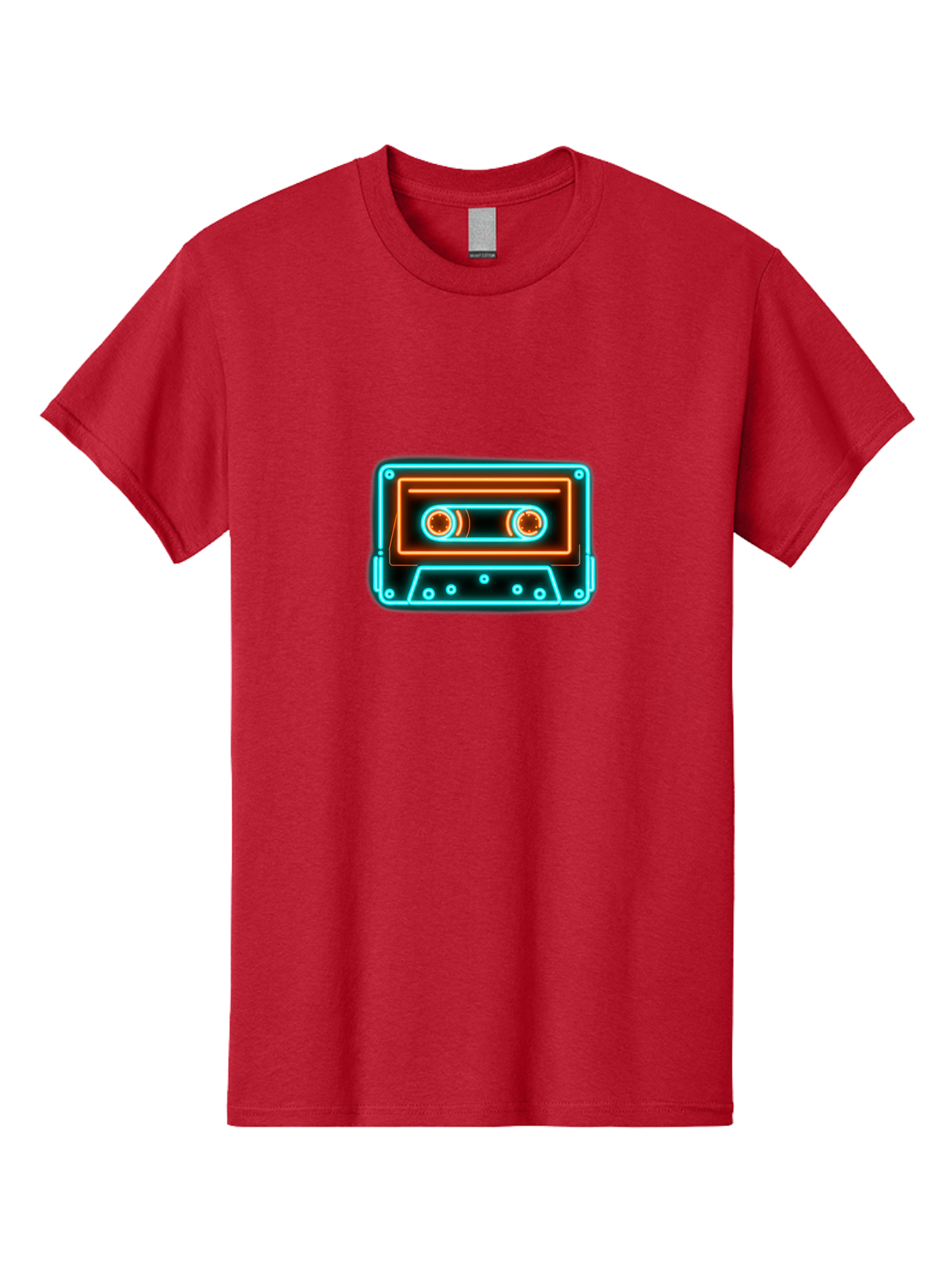 Cassette-Tape-6 Men'S Graphic Tee, 100% Cotton, Comfortable Casual Summer Wear, Machine Washable, Retro Cassette Tape, Neon Lights, Vibrant Colors, Nostalgic Music, Retro Technology, 80S And 90S Memorabilia, Music Lover, Vintage Audio Baa264