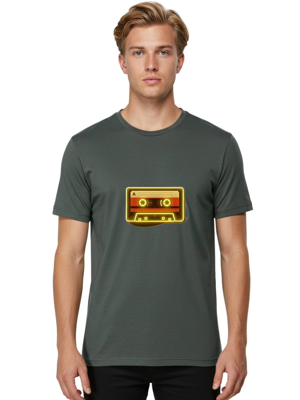 Cassette-Tape-A-4 Men'S Graphic Tee, 100% Cotton, Comfortable Casual Summer Wear, Machine Washable, Retro Cassette Tape, Vintage Music, Nostalgic Technology, Classic Audio, Mixtape, Music Lover, Retro Aesthetic, 80S And 90S Vibe, A Side Baa268