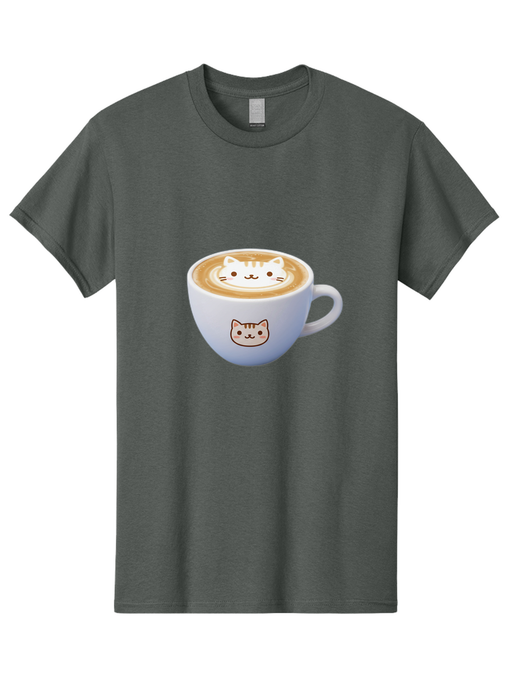 Cat-Coffee Men'S Graphic Tee, 100% Cotton, Comfortable Casual Summer Wear, Machine Washable, Cat Face Latte Art, Coffee Cup Design, Feline Illustration, Cute Cat Graphics, Coffee Culture, Latte Art, Adorable Cat Face Baa275