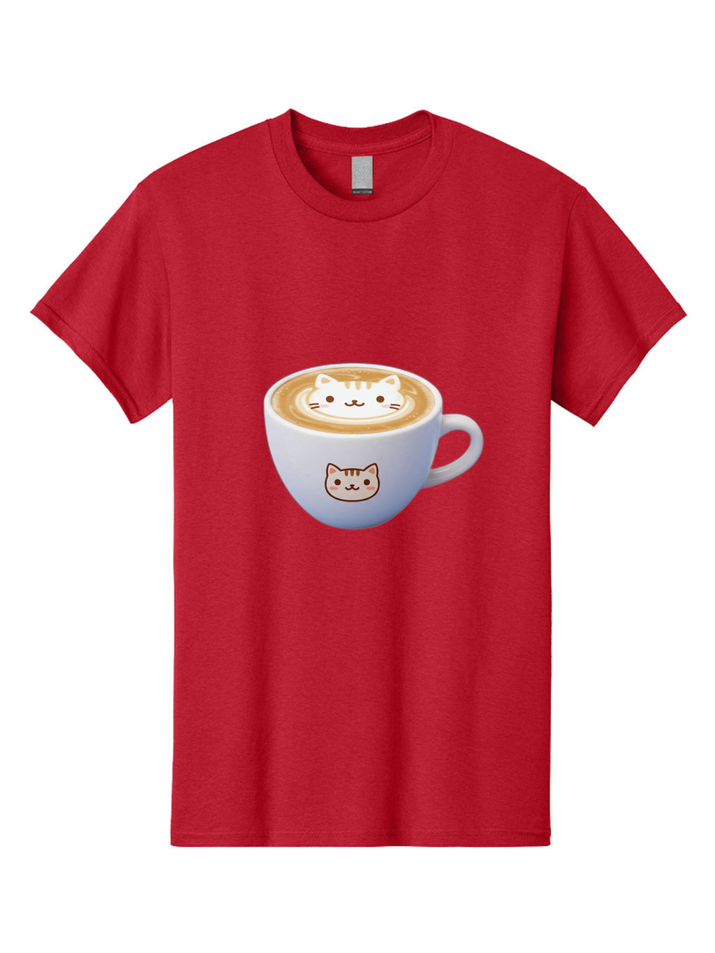 Cat-Coffee Men'S Graphic Tee, 100% Cotton, Comfortable Casual Summer Wear, Machine Washable, Cat Face Latte Art, Coffee Cup Design, Feline Illustration, Cute Cat Graphics, Coffee Culture, Latte Art, Adorable Cat Face Baa275