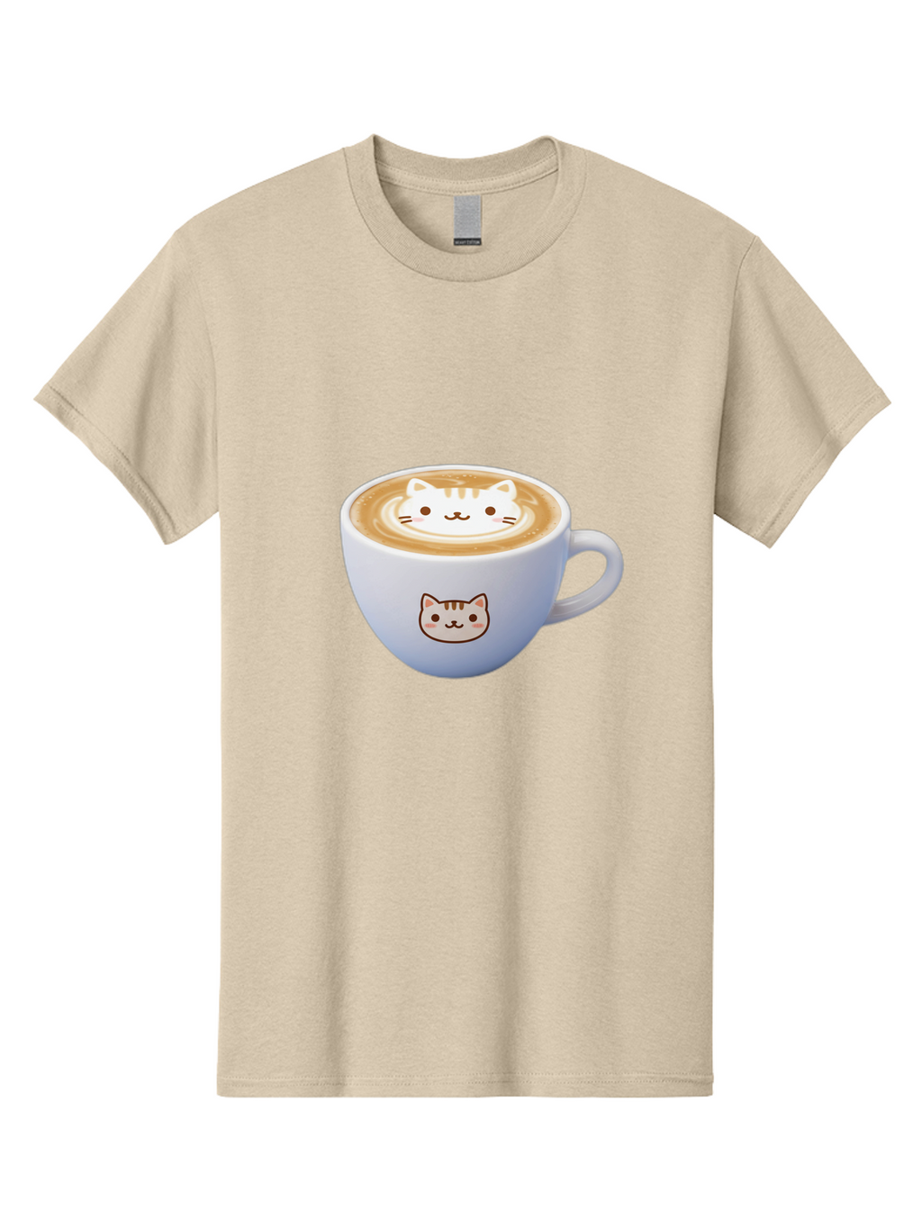 Cat-Coffee Men'S Graphic Tee, 100% Cotton, Comfortable Casual Summer Wear, Machine Washable, Cat Face Latte Art, Coffee Cup Design, Feline Illustration, Cute Cat Graphics, Coffee Culture, Latte Art, Adorable Cat Face Baa275
