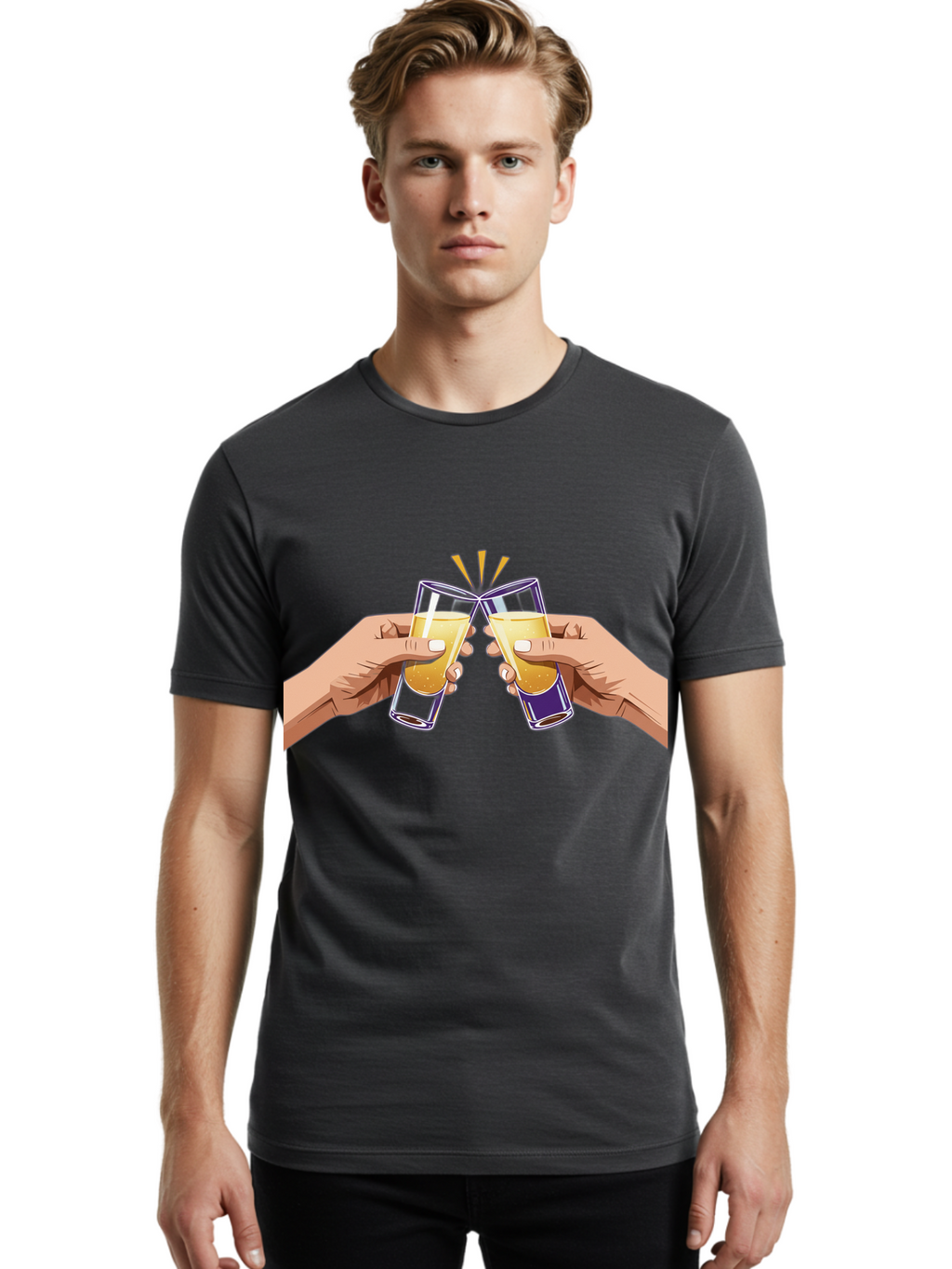 Cheers-1 Men'S Graphic Tee, 100% Cotton, Comfortable Casual Summer Wear, Machine Washable, Toasting Glasses, Celebratory Drinks, Champagne Toast, Beer Cheers, Happy Hour, Party Time, Festive Atmosphere, Social Gathering Baa283