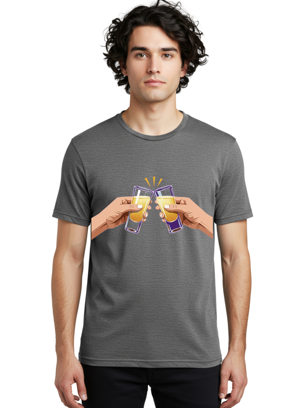 Cheers-1 Men'S Graphic Tee, 100% Cotton, Comfortable Casual Summer Wear, Machine Washable, Toasting Glasses, Celebratory Drinks, Champagne Toast, Beer Cheers, Happy Hour, Party Time, Festive Atmosphere, Social Gathering Baa283