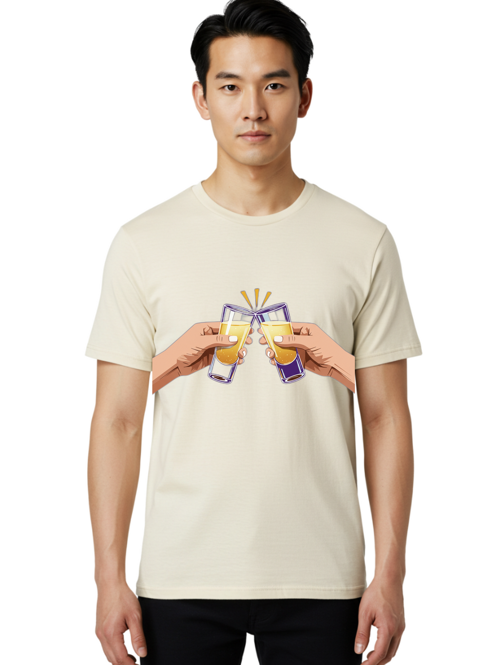 Cheers-1 Men'S Graphic Tee, 100% Cotton, Comfortable Casual Summer Wear, Machine Washable, Toasting Glasses, Celebratory Drinks, Champagne Toast, Beer Cheers, Happy Hour, Party Time, Festive Atmosphere, Social Gathering Baa283