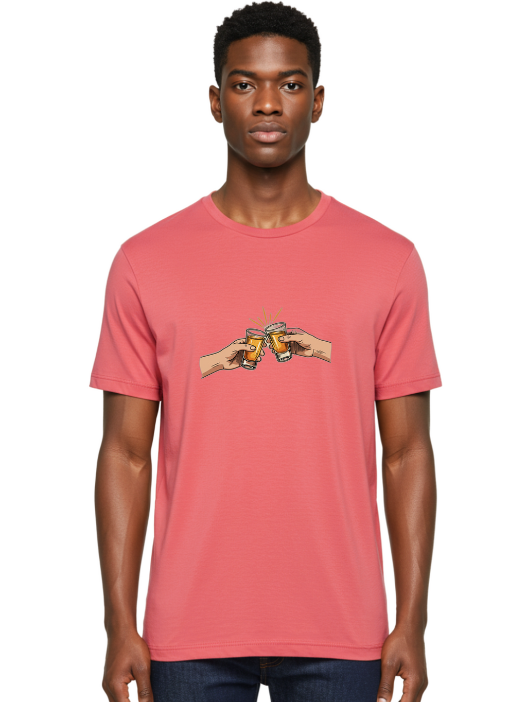 Cheers-3 Men'S Graphic Tee, 100% Cotton, Comfortable Casual Summer Wear, Machine Washable, Clinking Glasses, Beer Cheers, Toast Together, Celebratory Drinks, Friendship Bonding, Social Gathering, Adult Beverages Baa285