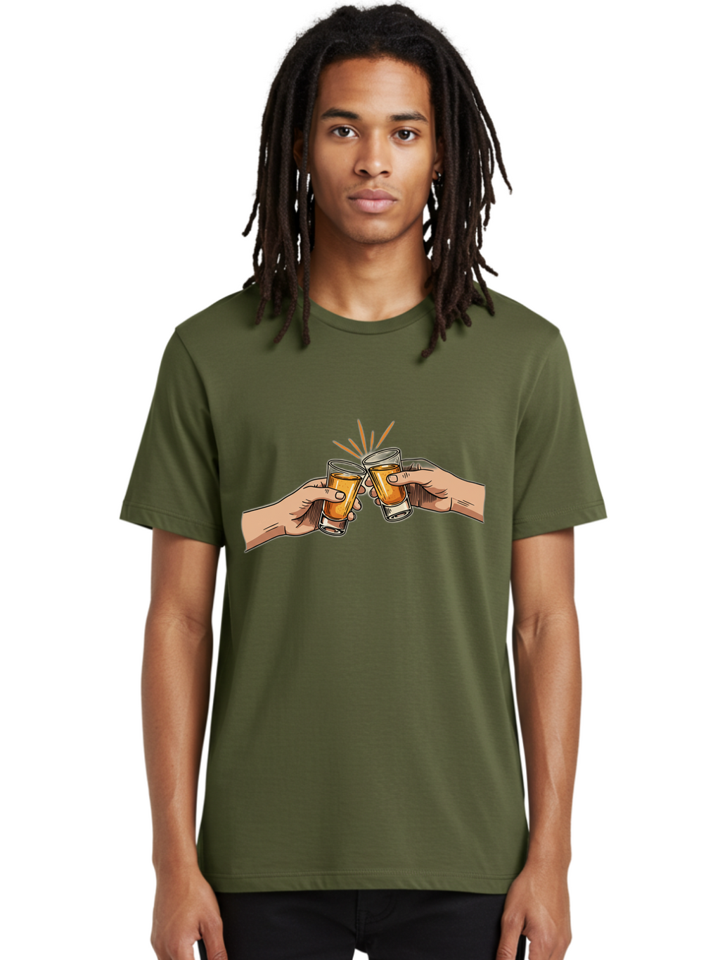 Cheers-3 Men'S Graphic Tee, 100% Cotton, Comfortable Casual Summer Wear, Machine Washable, Clinking Glasses, Beer Cheers, Toast Together, Celebratory Drinks, Friendship Bonding, Social Gathering, Adult Beverages Baa285