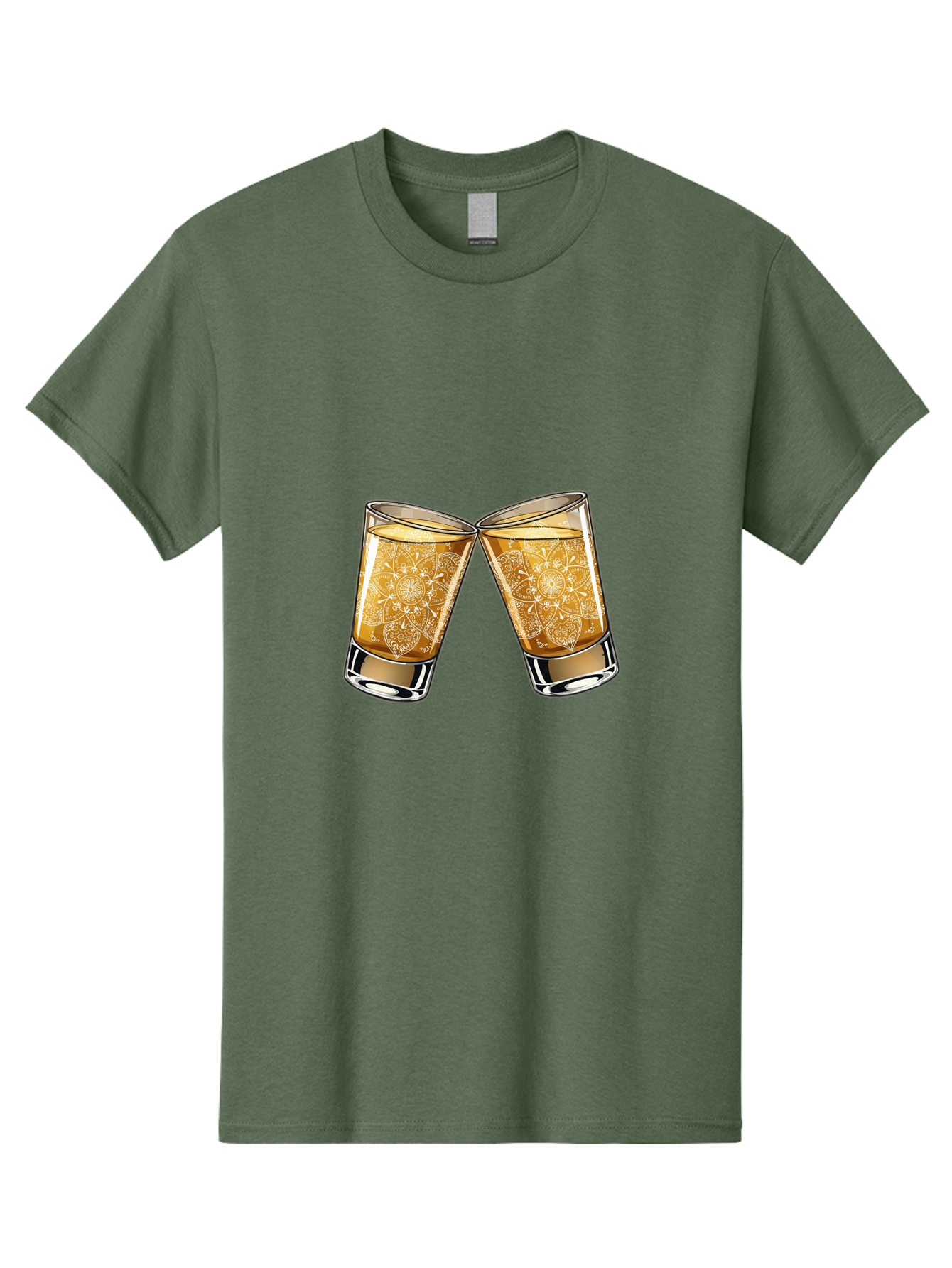 Cheers-4 Men'S Graphic Tee, 100% Cotton, Comfortable Casual Summer Wear, Machine Washable, Whiskey Glasses, Shot Glasses, Cheers Toast, Celebration Drink, Spirits, Luxury Glassware, Ornate Design, Festive Atmosphere, Party, Drink Together Baa286