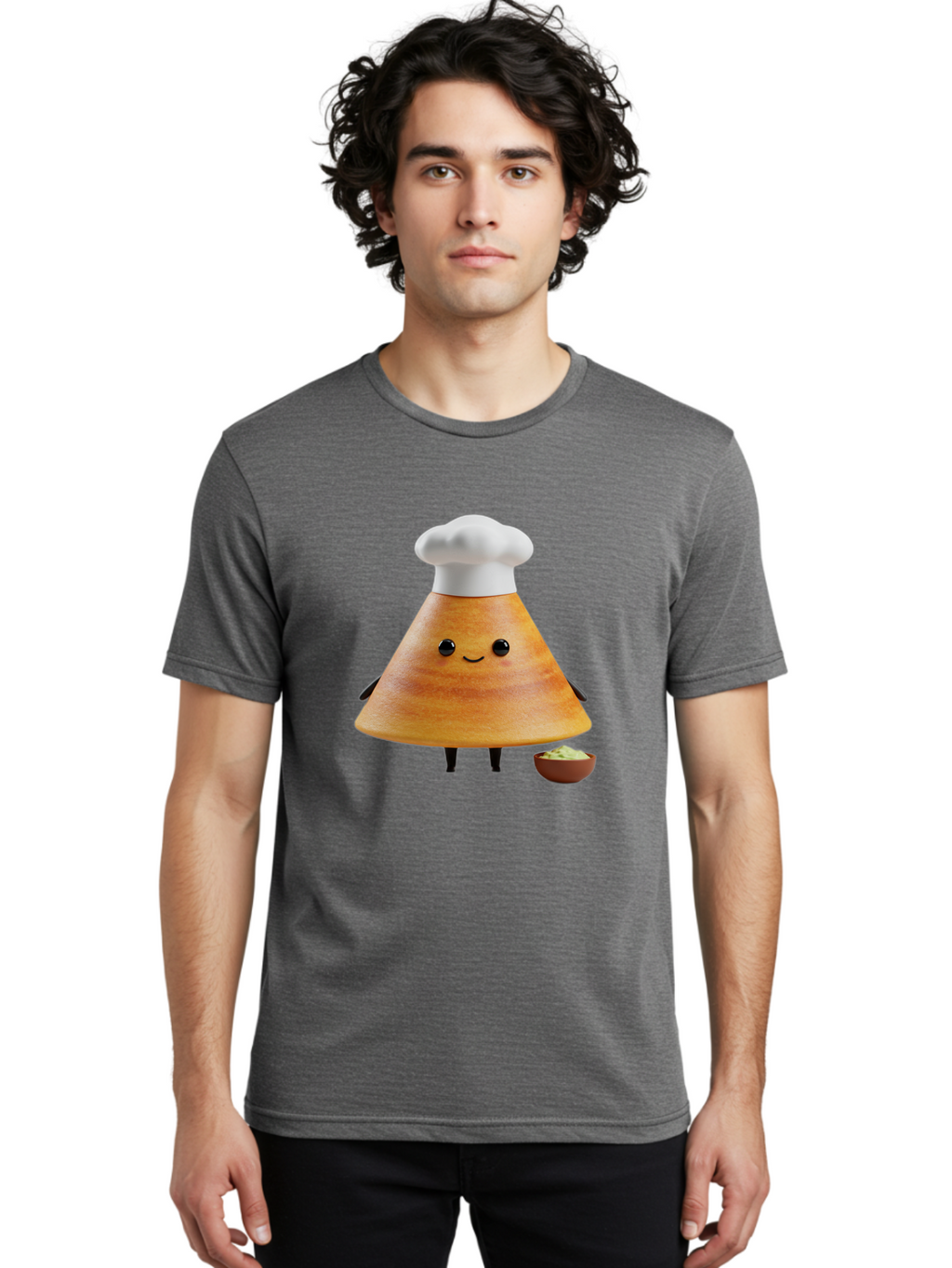 Chef-Cone Men'S Graphic Tee, 100% Cotton, Comfortable Casual Summer Wear, Machine Washable, Cartoon Character, Chef Hat, Cooking, Food, Sauce, Condiment, Kitchen, Culinary, Recipe, Cartoon Mascot, Anthropomorphic, 3D Illustration Baa288