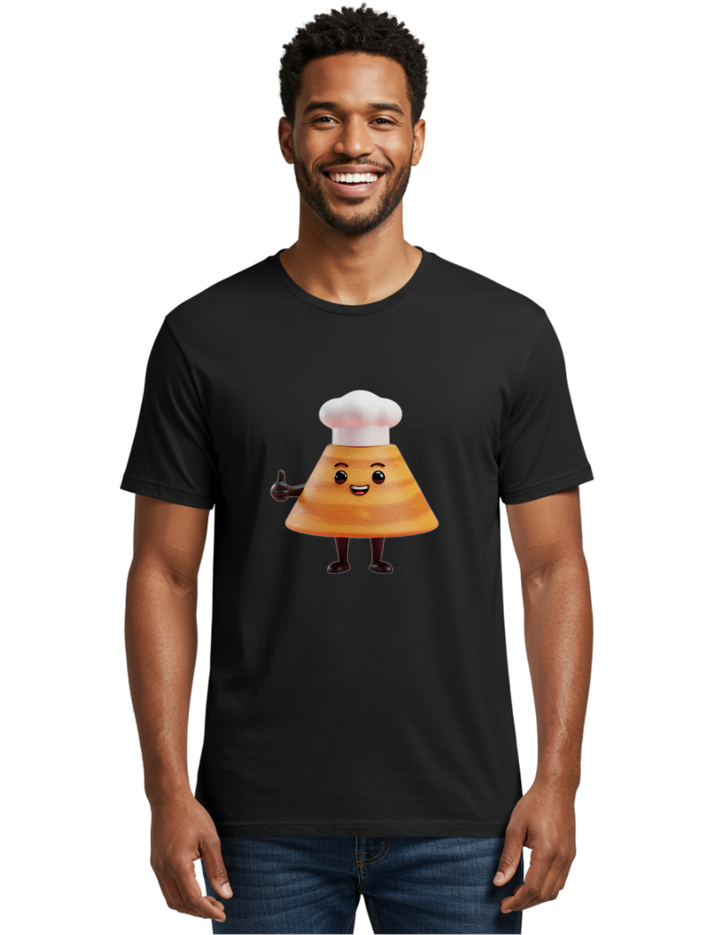 Chef-Hat-Mushroom-Character Men'S Graphic Tee, 100% Cotton, Comfortable Casual Summer Wear, Machine Washable, Cartoon Mushroom, Chef Hat, Thumbs Up, Happy Face, Cooking, Culinary, Chef Character, Mushroom Mascot, Kitchen, Funny, Adorable, Baa289
