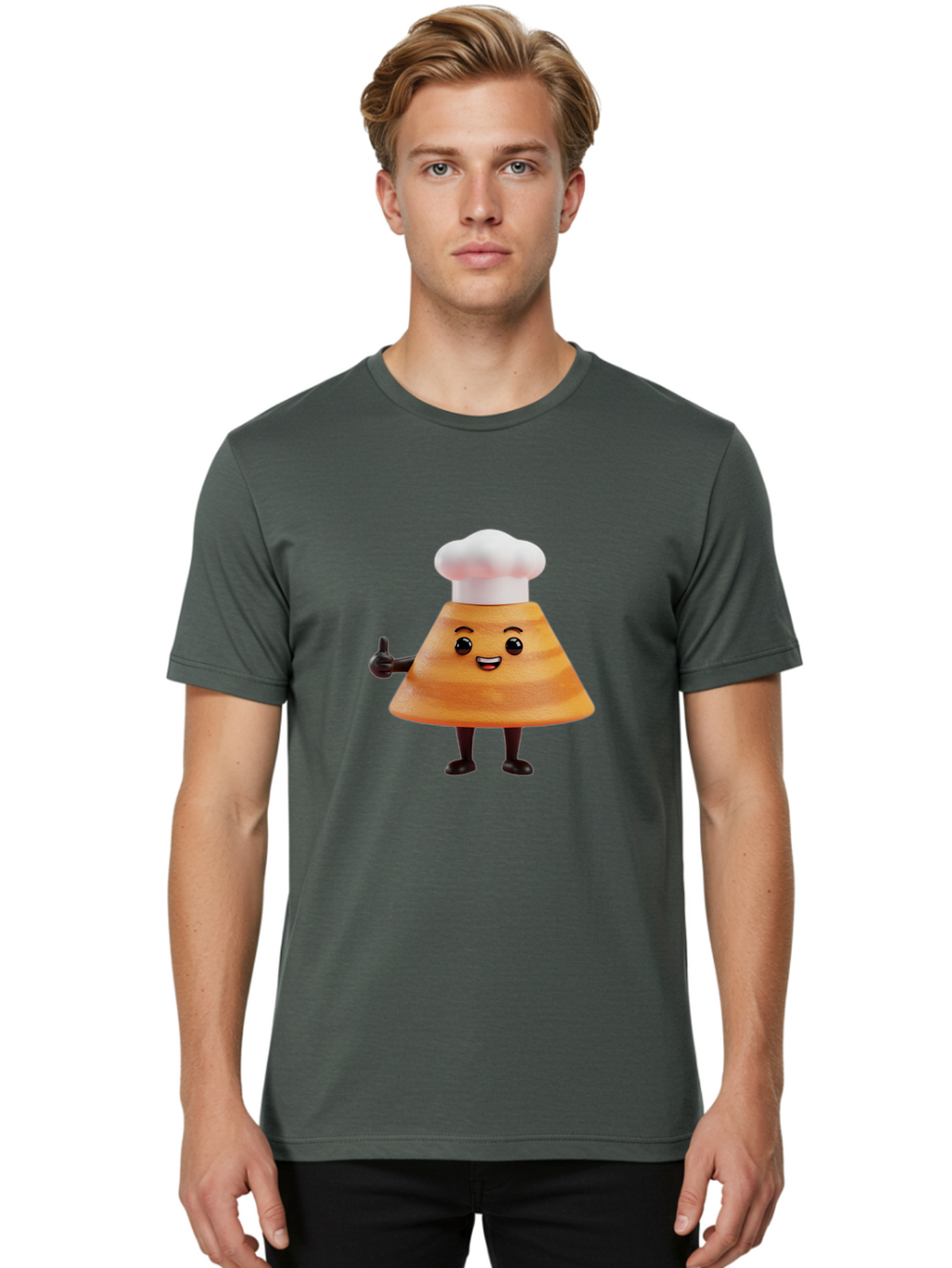Chef-Hat-Mushroom-Character Men'S Graphic Tee, 100% Cotton, Comfortable Casual Summer Wear, Machine Washable, Cartoon Mushroom, Chef Hat, Thumbs Up, Happy Face, Cooking, Culinary, Chef Character, Mushroom Mascot, Kitchen, Funny, Adorable, Baa289