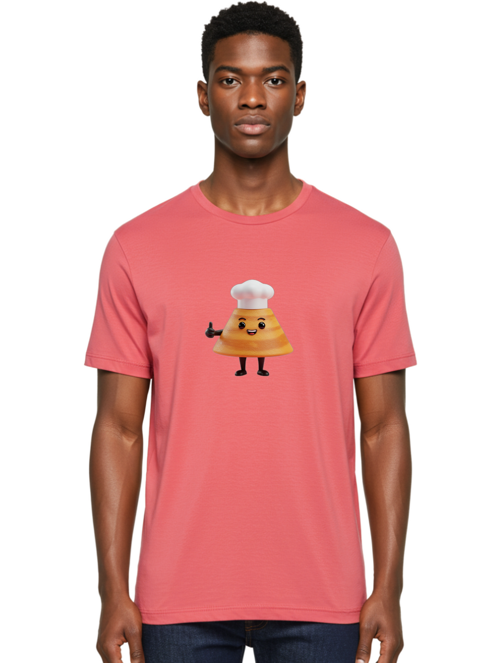 Chef-Hat-Mushroom-Character Men'S Graphic Tee, 100% Cotton, Comfortable Casual Summer Wear, Machine Washable, Cartoon Mushroom, Chef Hat, Thumbs Up, Happy Face, Cooking, Culinary, Chef Character, Mushroom Mascot, Kitchen, Funny, Adorable, Baa289