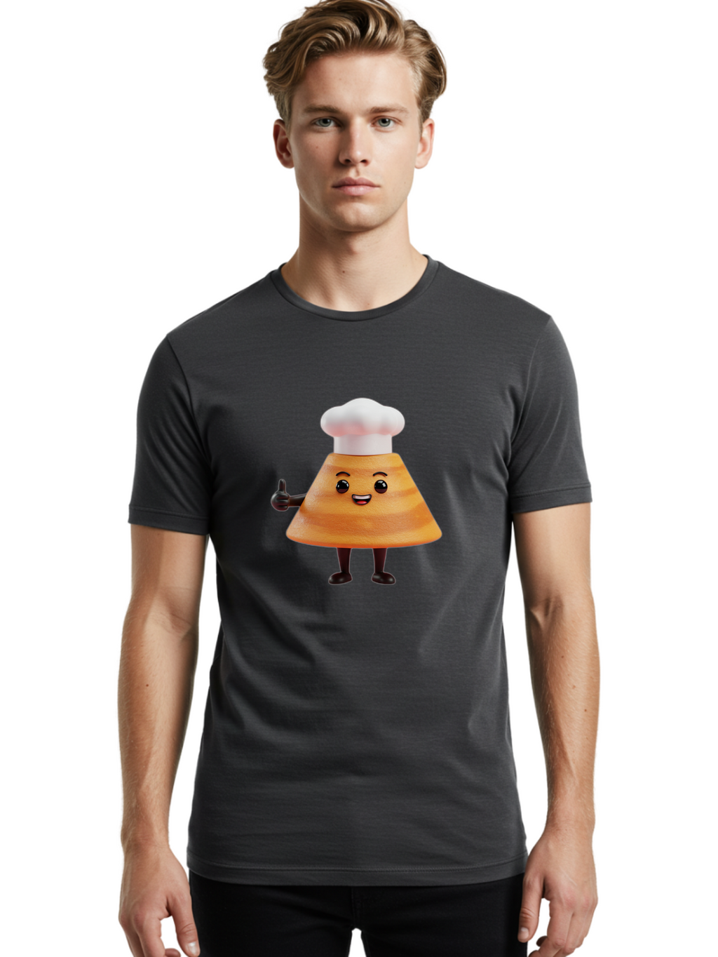 Chef-Hat-Mushroom-Character Men'S Graphic Tee, 100% Cotton, Comfortable Casual Summer Wear, Machine Washable, Cartoon Mushroom, Chef Hat, Thumbs Up, Happy Face, Cooking, Culinary, Chef Character, Mushroom Mascot, Kitchen, Funny, Adorable, Baa289