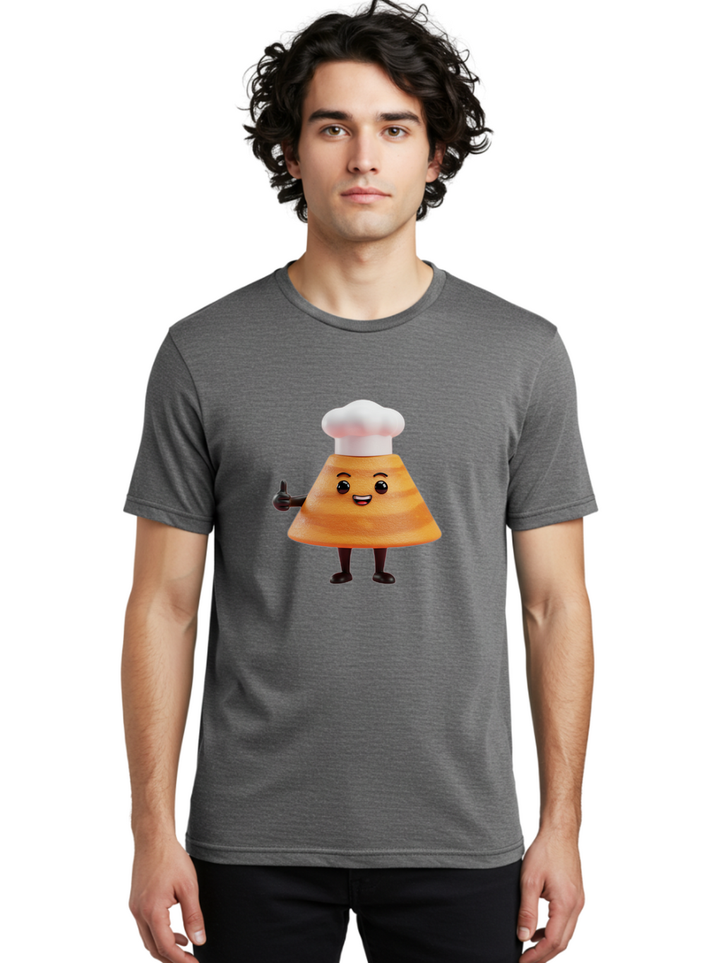 Chef-Hat-Mushroom-Character Men'S Graphic Tee, 100% Cotton, Comfortable Casual Summer Wear, Machine Washable, Cartoon Mushroom, Chef Hat, Thumbs Up, Happy Face, Cooking, Culinary, Chef Character, Mushroom Mascot, Kitchen, Funny, Adorable, Baa289