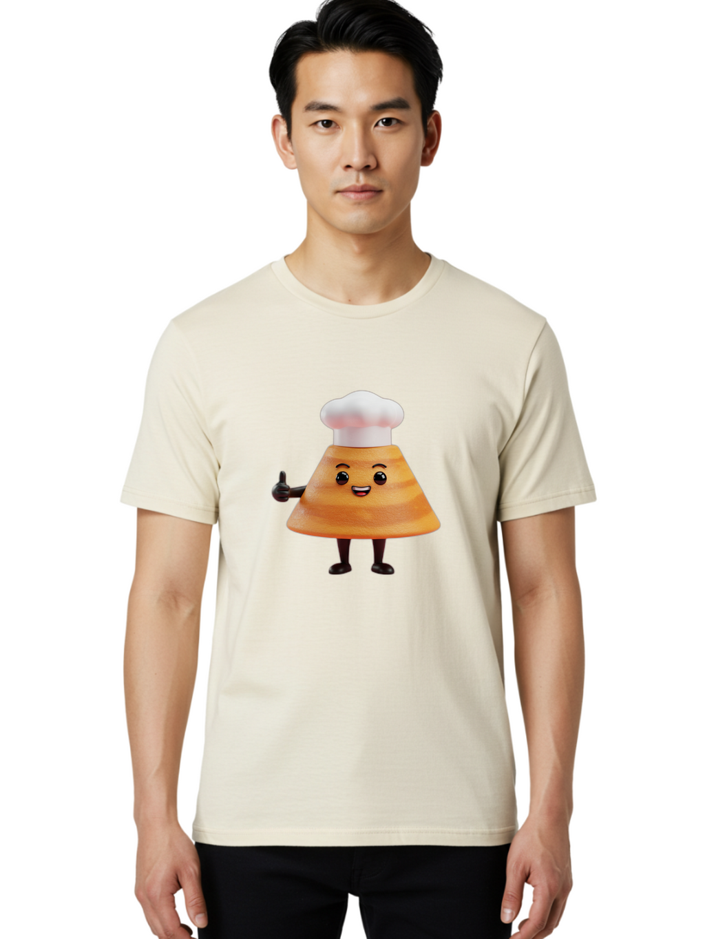 Chef-Hat-Mushroom-Character Men'S Graphic Tee, 100% Cotton, Comfortable Casual Summer Wear, Machine Washable, Cartoon Mushroom, Chef Hat, Thumbs Up, Happy Face, Cooking, Culinary, Chef Character, Mushroom Mascot, Kitchen, Funny, Adorable, Baa289
