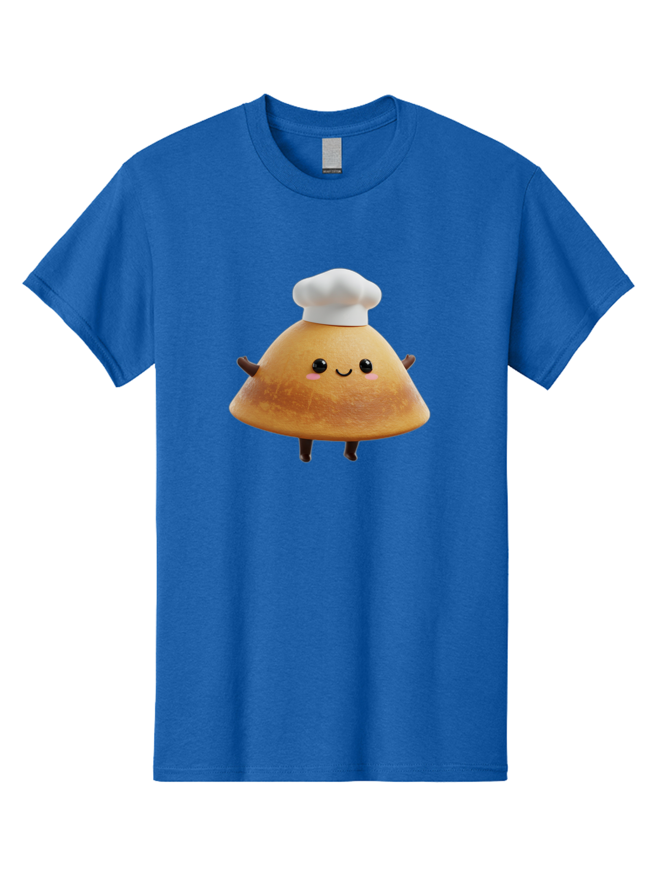 Chef-Hat-Mushroom Men'S Graphic Tee, 100% Cotton, Comfortable Casual Summer Wear, Machine Washable, Croissant Character, Chef Hat, Happy Face, Pink Blush, Smiling Mouth, Cute Pastry, Bakery Illustration, Cartoon Food, Animated Treat, Baa290