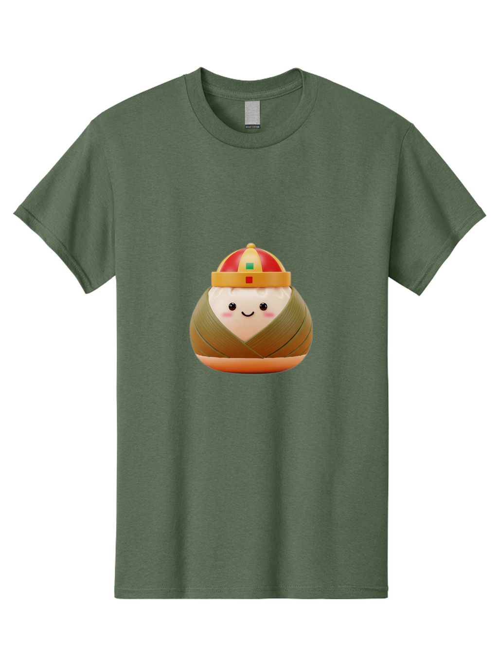 Chinese-Dumpling Men'S Graphic Tee, 100% Cotton, Comfortable Casual Summer Wear, Machine Washable, Kawaii Sushi, Cartoon Food, Adorable Mascot, Japanese Cuisine, Smiling Face, Cute Character, Digital Illustration, Kawaii Culture, Manga Style, Baa293
