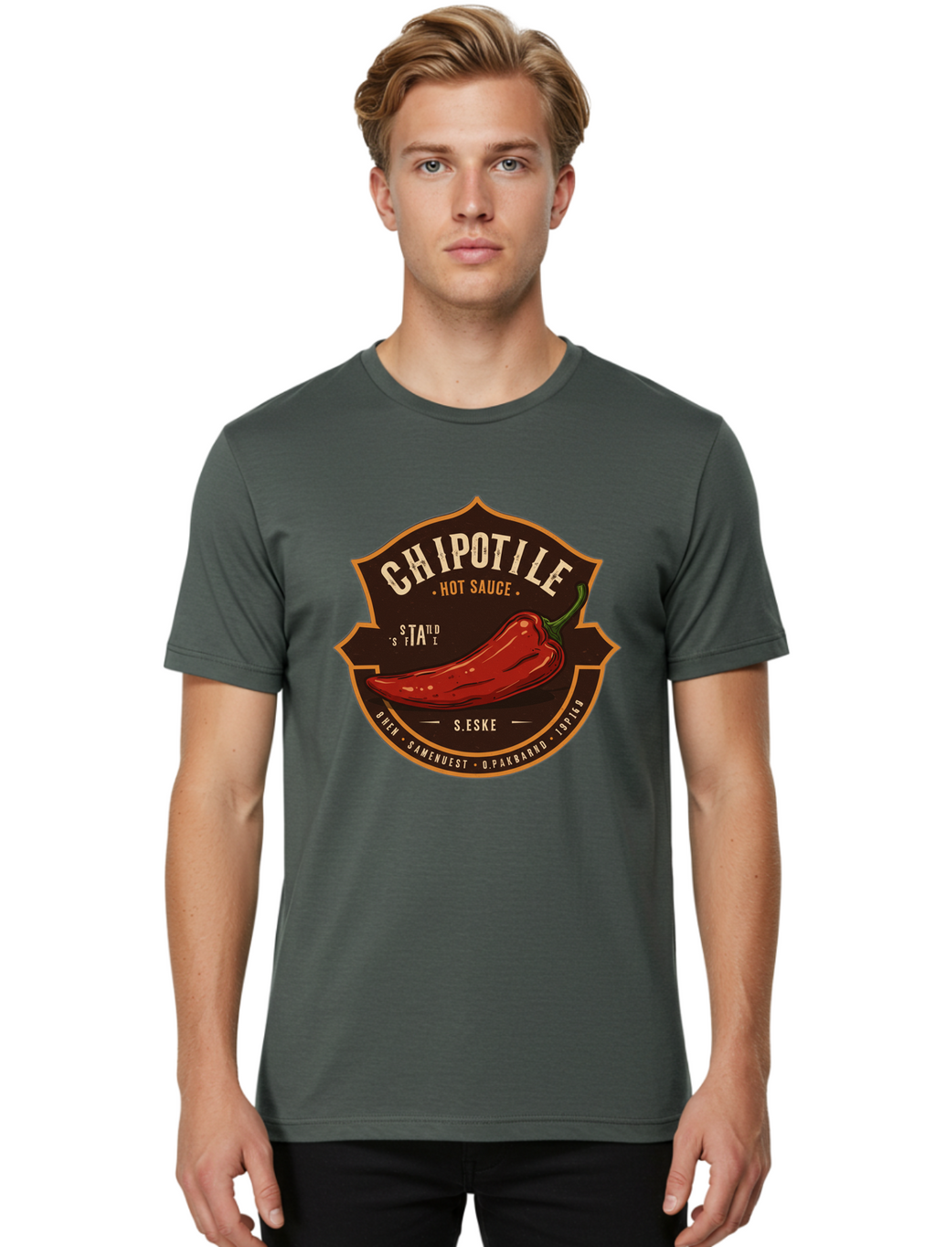 Chipotle-Hot-Sauce Men'S Graphic Tee, 100% Cotton, Comfortable Casual Summer Wear, Machine Washable, Chipotle Pepper, Hot Sauce, Spicy Food, Red Pepper, Condiment, Gourmet Sauce, Savory Flavor, Smoky Heat, Fiery Taste, Spicy Condiment Baa297