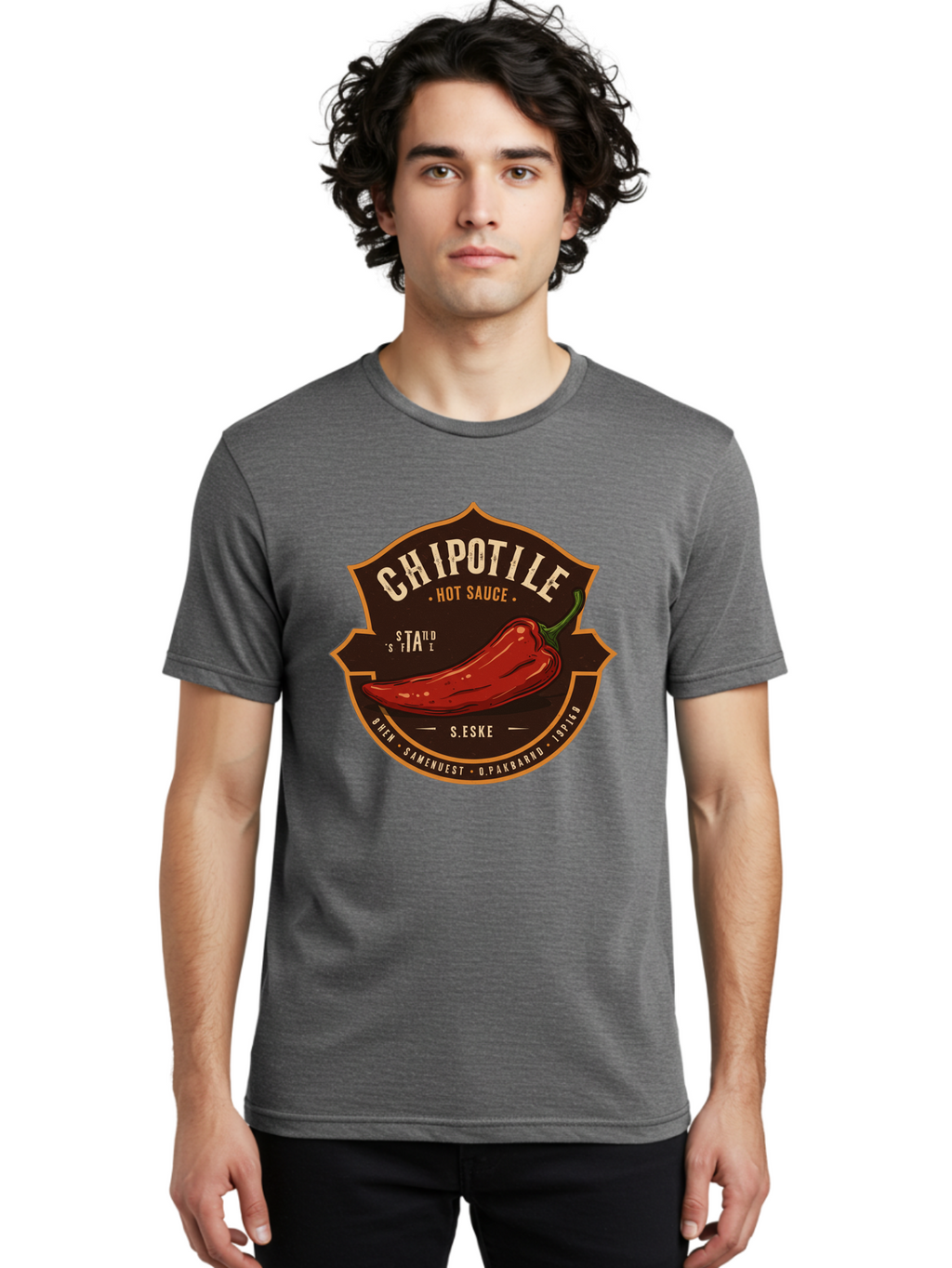 Chipotle-Hot-Sauce Men'S Graphic Tee, 100% Cotton, Comfortable Casual Summer Wear, Machine Washable, Chipotle Pepper, Hot Sauce, Spicy Food, Red Pepper, Condiment, Gourmet Sauce, Savory Flavor, Smoky Heat, Fiery Taste, Spicy Condiment Baa297