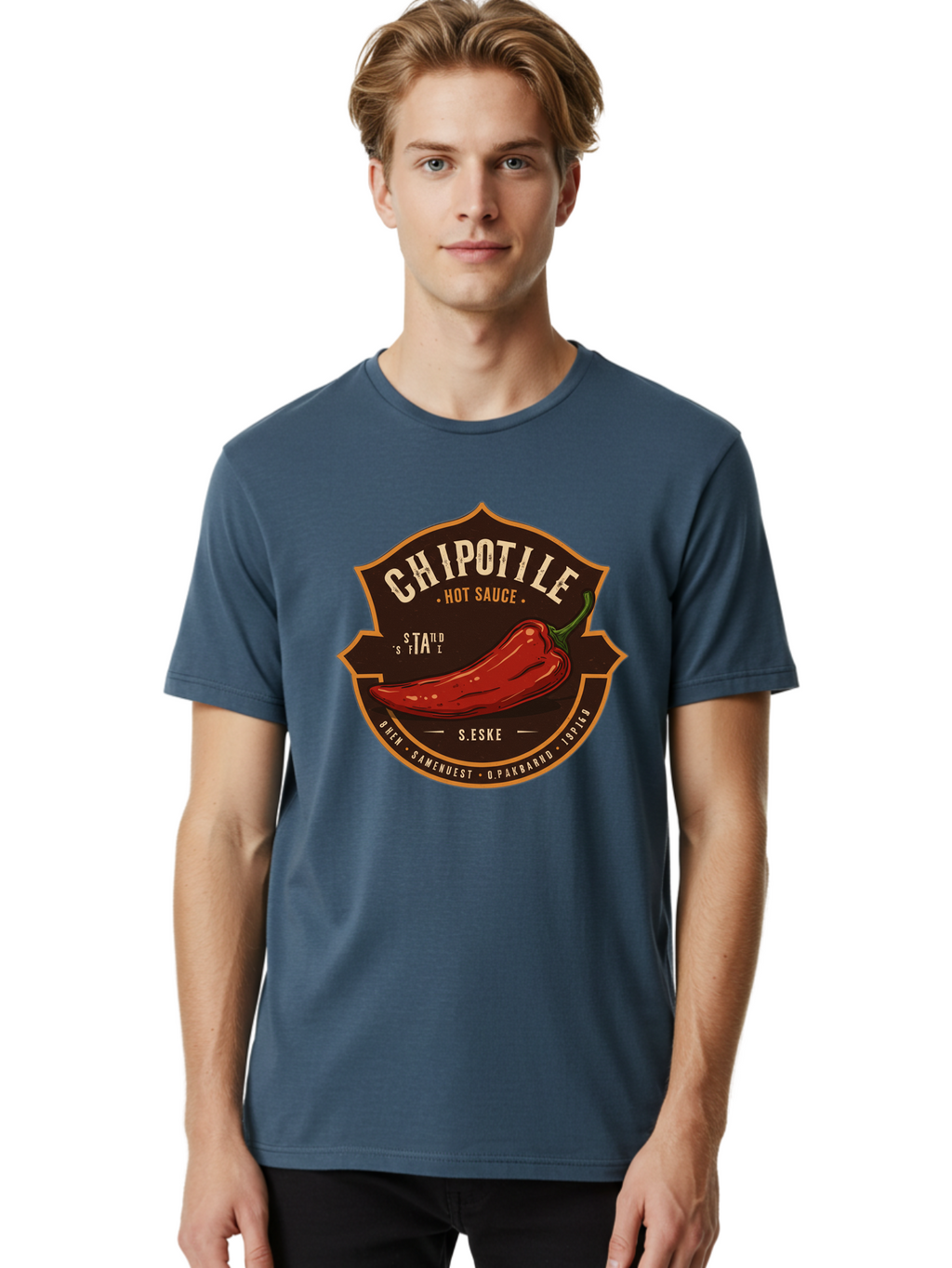 Chipotle-Hot-Sauce Men'S Graphic Tee, 100% Cotton, Comfortable Casual Summer Wear, Machine Washable, Chipotle Pepper, Hot Sauce, Spicy Food, Red Pepper, Condiment, Gourmet Sauce, Savory Flavor, Smoky Heat, Fiery Taste, Spicy Condiment Baa297