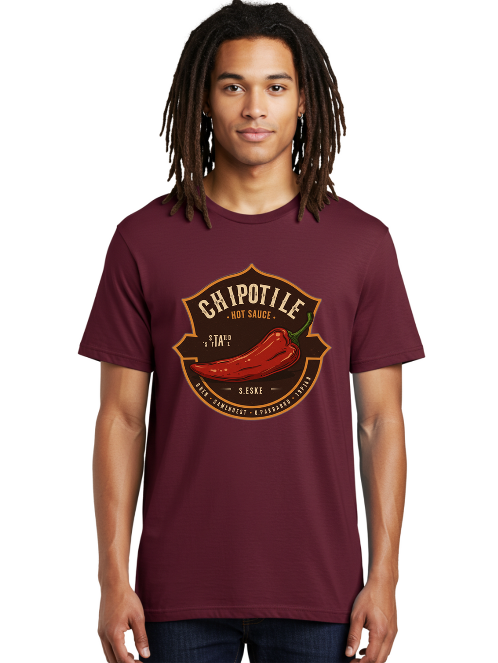 Chipotle-Hot-Sauce Men'S Graphic Tee, 100% Cotton, Comfortable Casual Summer Wear, Machine Washable, Chipotle Pepper, Hot Sauce, Spicy Food, Red Pepper, Condiment, Gourmet Sauce, Savory Flavor, Smoky Heat, Fiery Taste, Spicy Condiment Baa297
