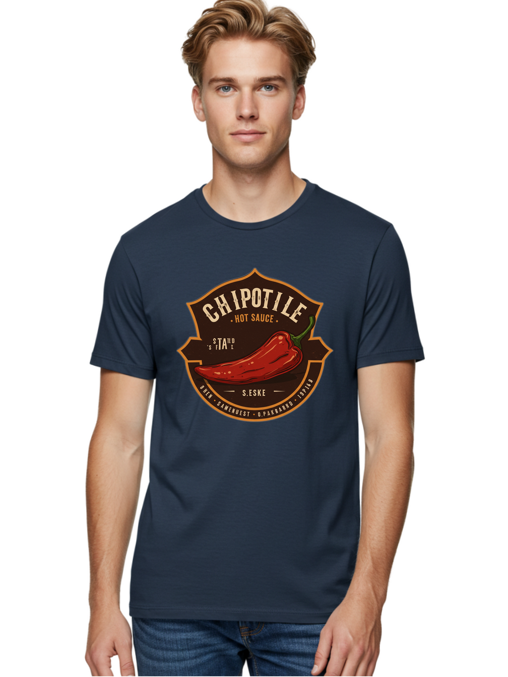Chipotle-Hot-Sauce Men'S Graphic Tee, 100% Cotton, Comfortable Casual Summer Wear, Machine Washable, Chipotle Pepper, Hot Sauce, Spicy Food, Red Pepper, Condiment, Gourmet Sauce, Savory Flavor, Smoky Heat, Fiery Taste, Spicy Condiment Baa297
