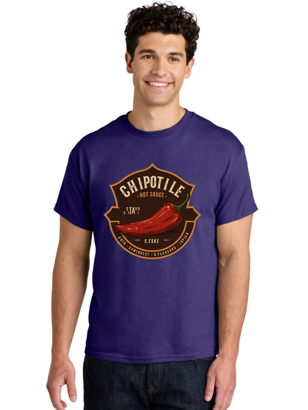 Chipotle-Hot-Sauce Men'S Graphic Tee, 100% Cotton, Comfortable Casual Summer Wear, Machine Washable, Chipotle Pepper, Hot Sauce, Spicy Food, Red Pepper, Condiment, Gourmet Sauce, Savory Flavor, Smoky Heat, Fiery Taste, Spicy Condiment Baa297