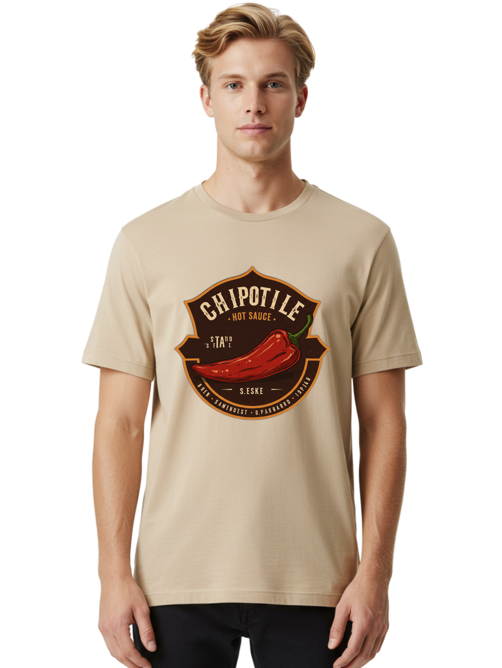 Chipotle-Hot-Sauce Men'S Graphic Tee, 100% Cotton, Comfortable Casual Summer Wear, Machine Washable, Chipotle Pepper, Hot Sauce, Spicy Food, Red Pepper, Condiment, Gourmet Sauce, Savory Flavor, Smoky Heat, Fiery Taste, Spicy Condiment Baa297