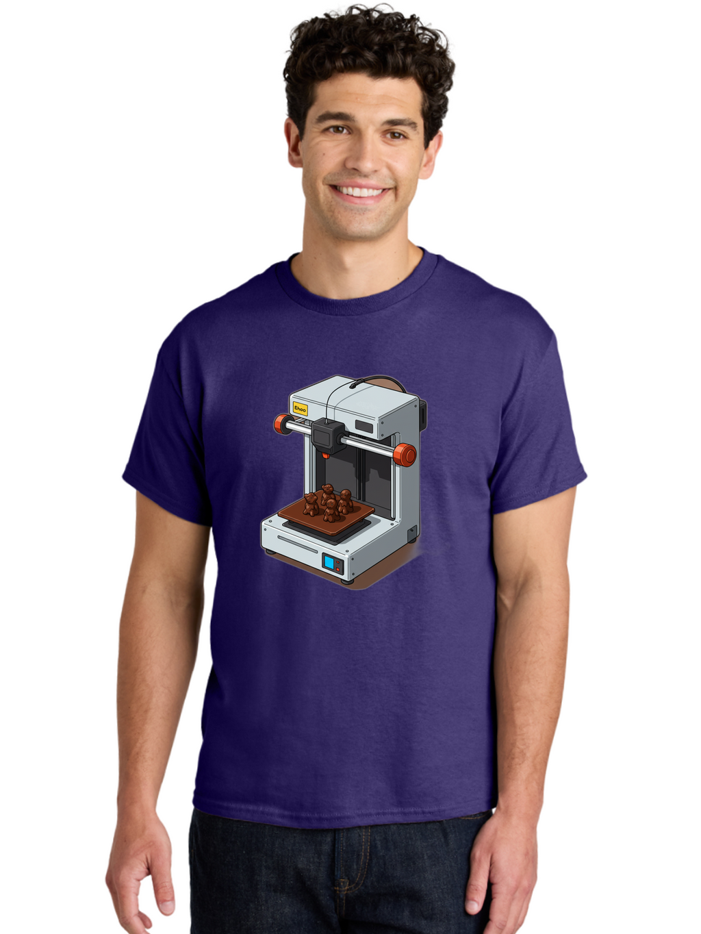 Choco-3D-Printer Men'S Graphic Tee, 100% Cotton, Comfortable Casual Summer Wear, Machine Washable, 3D Printing Technology, Additive Manufacturing, Chocolate Printing, 3D Chocolate Printer, Makergear, Digital Fabrication, Prototype Development, Baa298