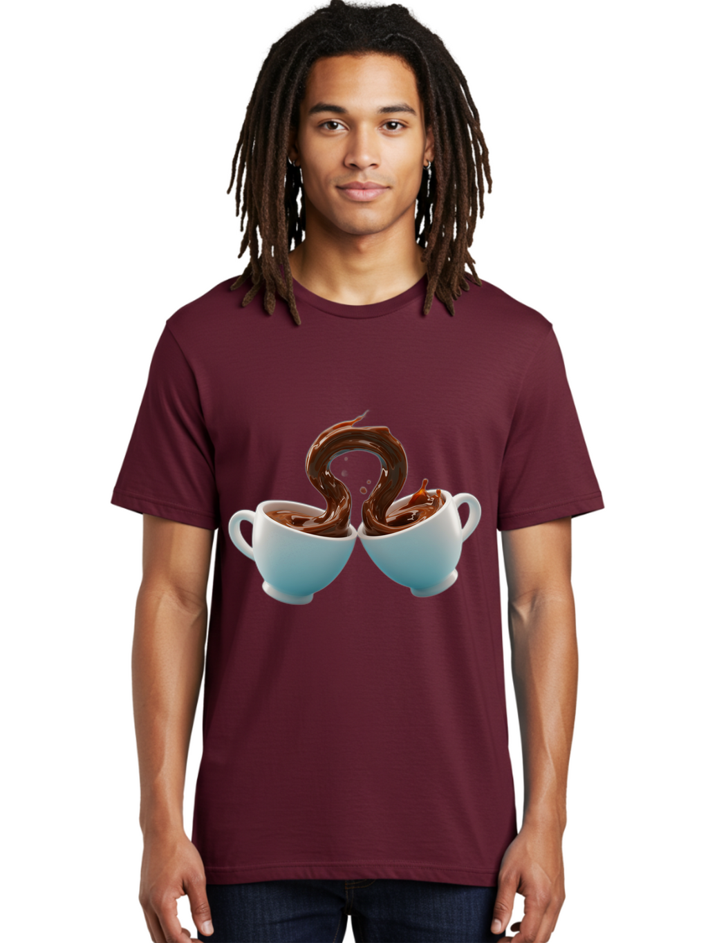Chocolate-Cups Men'S Graphic Tee, 100% Cotton, Comfortable Casual Summer Wear, Machine Washable, Hot Chocolate, Luxury Hot Chocolate, Rich Chocolate, Flowing Chocolate, Chocolate Splash, Hot Chocolate Cups, White Cup, Delicious Hot Chocolate, Baa299