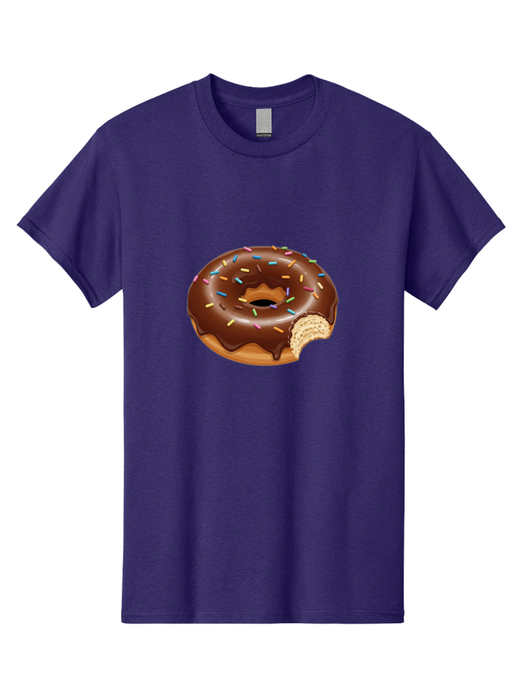 Chocolate-Donut-1 Men'S Graphic Tee, 100% Cotton, Comfortable Casual Summer Wear, Machine Washable, Chocolate Donut, Donut With Sprinkles, Bitten Donut, Sweet Treat, Dessert, Baked Goods, Colorful Sprinkles, Tasty Pastry, Delicious Donut Baa300