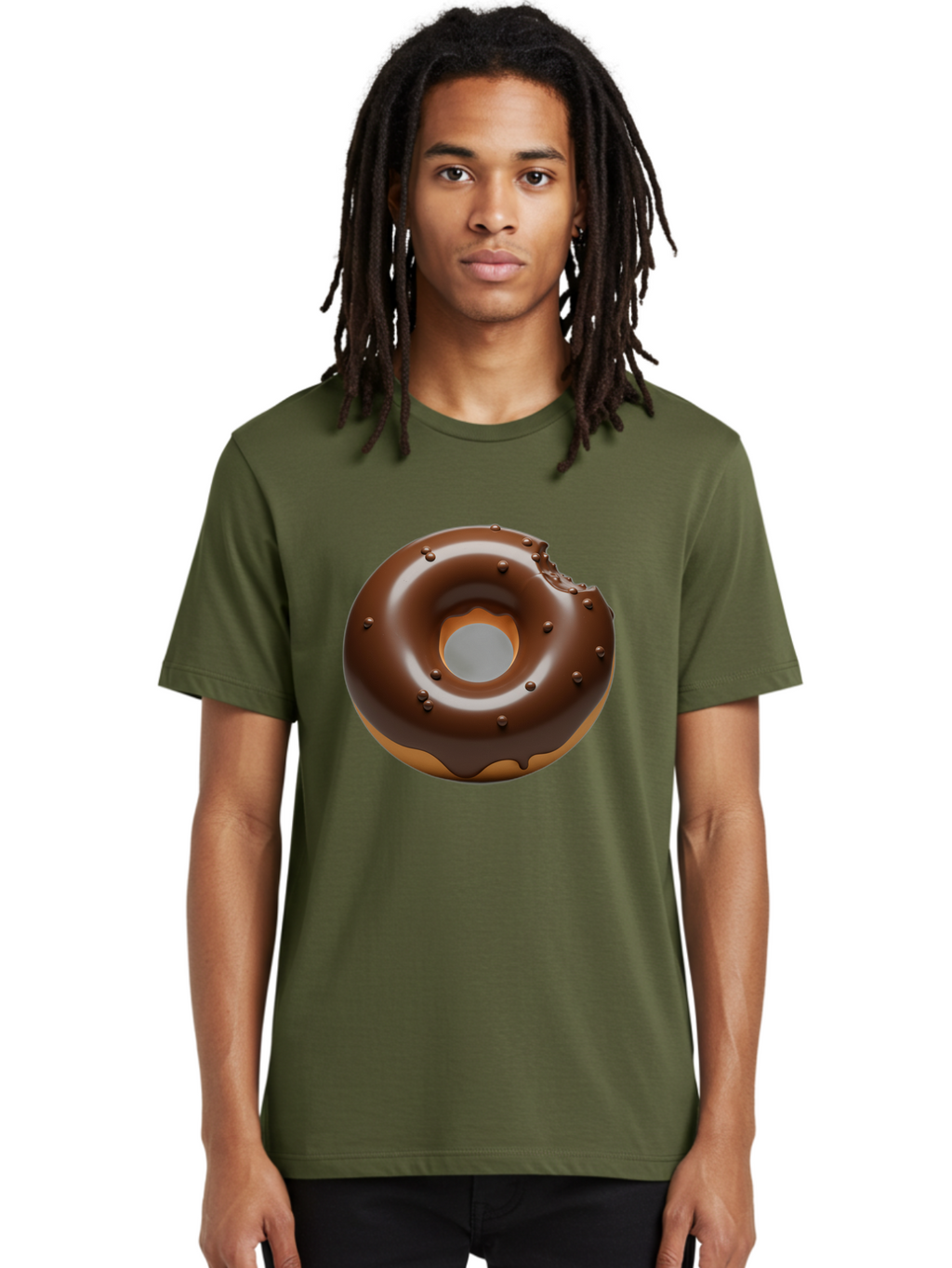 Chocolate-Donut-4 Men'S Graphic Tee, 100% Cotton, Comfortable Casual Summer Wear, Machine Washable, Chocolate Donut, Chocolate Frosting, Chocolate Sprinkles, Donut With Bite Taken, Sweet Treat, Dessert, Indulgent Snack, Tasty Pastry Baa303