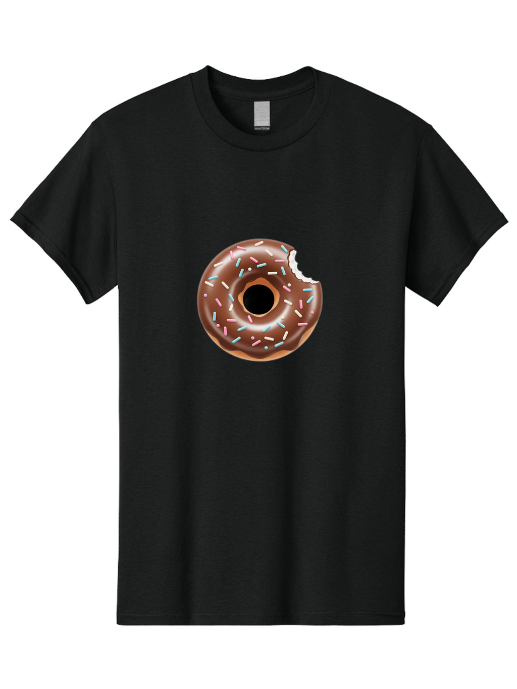 Chocolate-Donut-5 Men'S Graphic Tee, 100% Cotton, Comfortable Casual Summer Wear, Machine Washable, Chocolate Glazed Donut, Donut With Sprinkles, Bitten Donut, Sweet Treats, Baked Goods, Indulgent Desserts, Tasty Pastry, Colorful Sprinkles, Baa304
