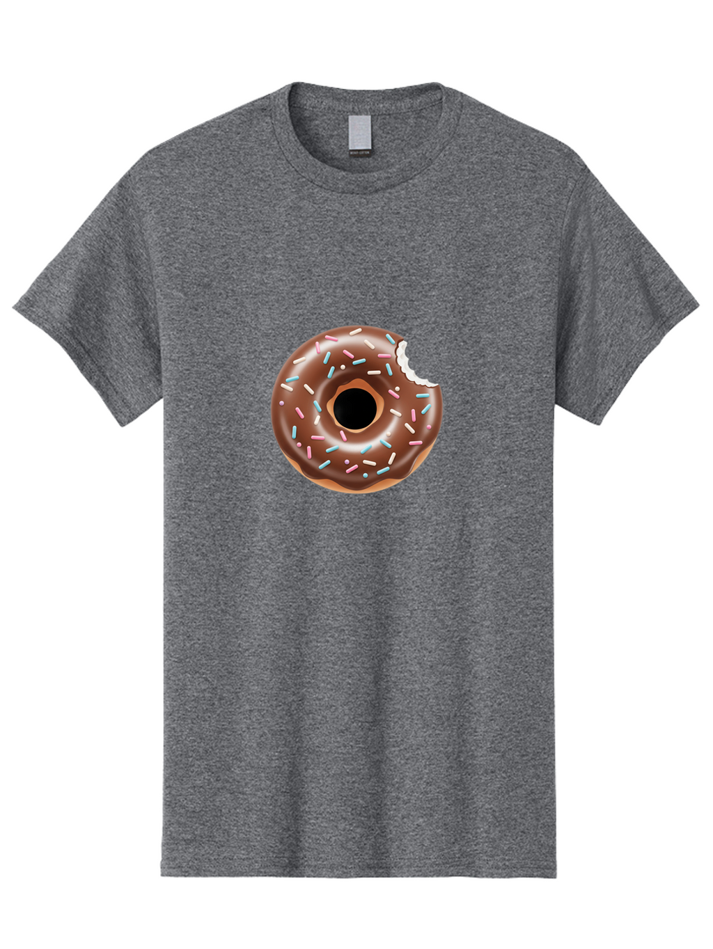 Chocolate-Donut-5 Men'S Graphic Tee, 100% Cotton, Comfortable Casual Summer Wear, Machine Washable, Chocolate Glazed Donut, Donut With Sprinkles, Bitten Donut, Sweet Treats, Baked Goods, Indulgent Desserts, Tasty Pastry, Colorful Sprinkles, Baa304