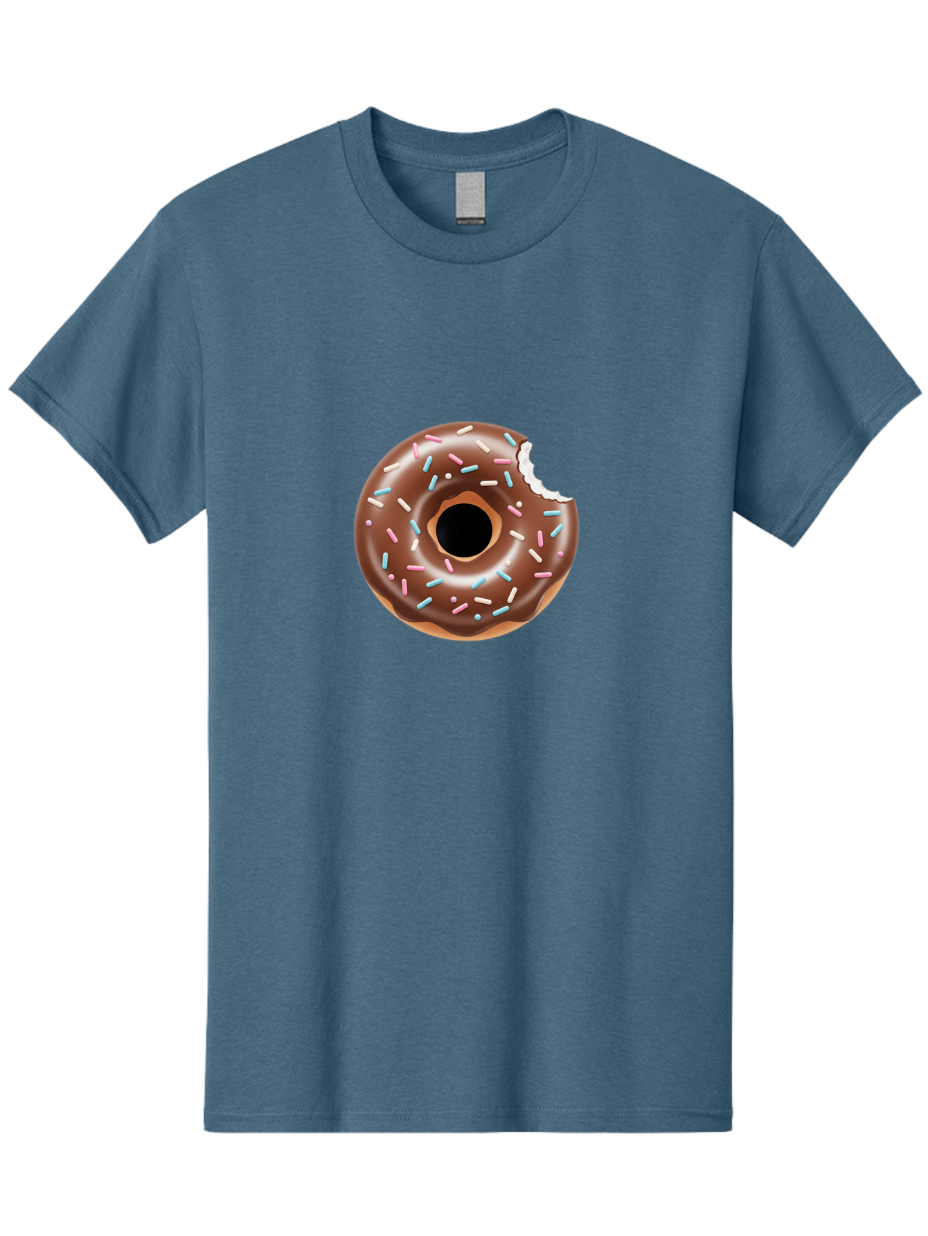 Chocolate-Donut-5 Men'S Graphic Tee, 100% Cotton, Comfortable Casual Summer Wear, Machine Washable, Chocolate Glazed Donut, Donut With Sprinkles, Bitten Donut, Sweet Treats, Baked Goods, Indulgent Desserts, Tasty Pastry, Colorful Sprinkles, Baa304