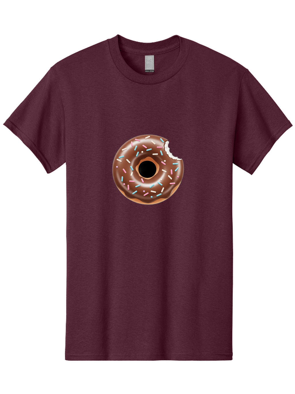 Chocolate-Donut-5 Men'S Graphic Tee, 100% Cotton, Comfortable Casual Summer Wear, Machine Washable, Chocolate Glazed Donut, Donut With Sprinkles, Bitten Donut, Sweet Treats, Baked Goods, Indulgent Desserts, Tasty Pastry, Colorful Sprinkles, Baa304
