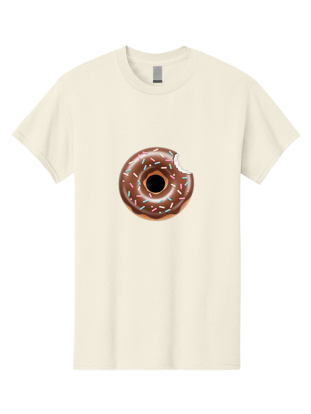 Chocolate-Donut-5 Men'S Graphic Tee, 100% Cotton, Comfortable Casual Summer Wear, Machine Washable, Chocolate Glazed Donut, Donut With Sprinkles, Bitten Donut, Sweet Treats, Baked Goods, Indulgent Desserts, Tasty Pastry, Colorful Sprinkles, Baa304
