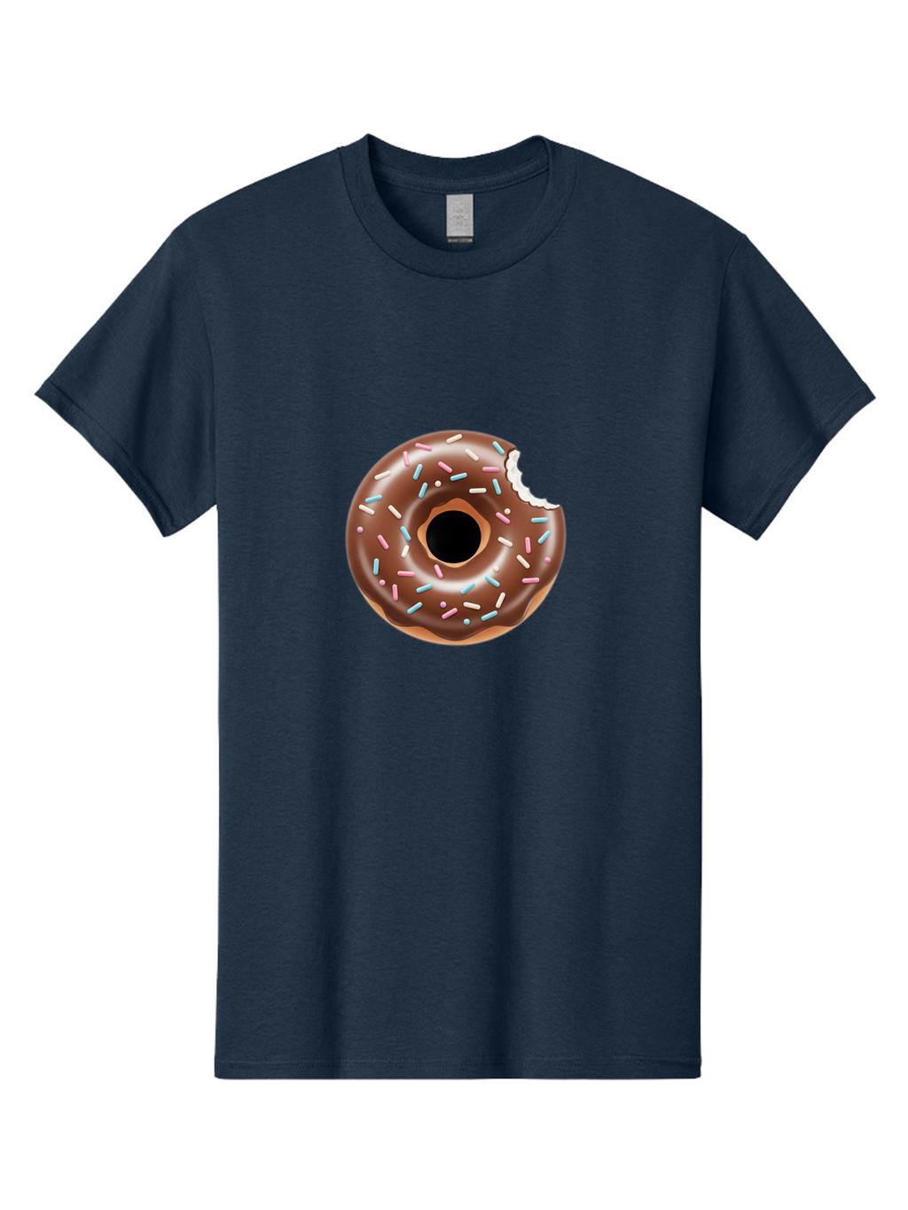 Chocolate-Donut-5 Men'S Graphic Tee, 100% Cotton, Comfortable Casual Summer Wear, Machine Washable, Chocolate Glazed Donut, Donut With Sprinkles, Bitten Donut, Sweet Treats, Baked Goods, Indulgent Desserts, Tasty Pastry, Colorful Sprinkles, Baa304