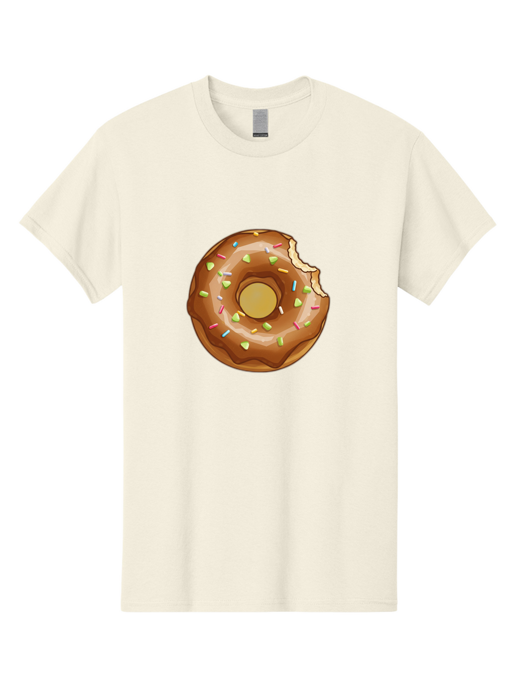 Chocolate-Donut-7 Men'S Graphic Tee, 100% Cotton, Comfortable Casual Summer Wear, Machine Washable, Chocolate Donut, Donut With Sprinkles, Bitten Donut, Glazed Donut, Colorful Sprinkles, Sweet Treats, Baked Goods, Donut Illustration, Baa306
