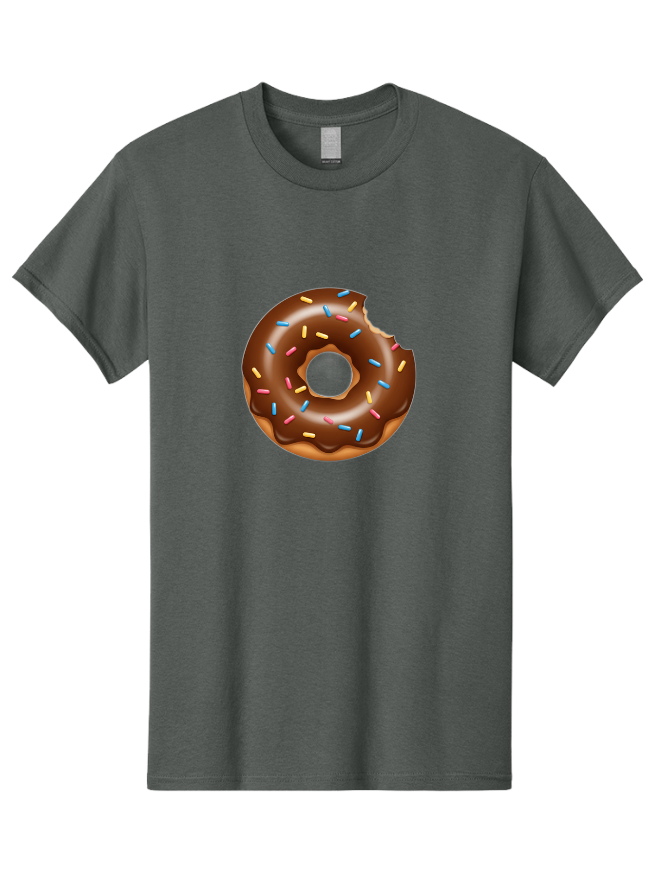 Chocolate-Donut Men'S Graphic Tee, 100% Cotton, Comfortable Casual Summer Wear, Machine Washable, Chocolate Frosted Donut, Donut With Sprinkles, Bitten Donut, Sweet Treats, Dessert, Baked Goods, Tasty, Colorful Sprinkles, Indulgent Snack, Baa308