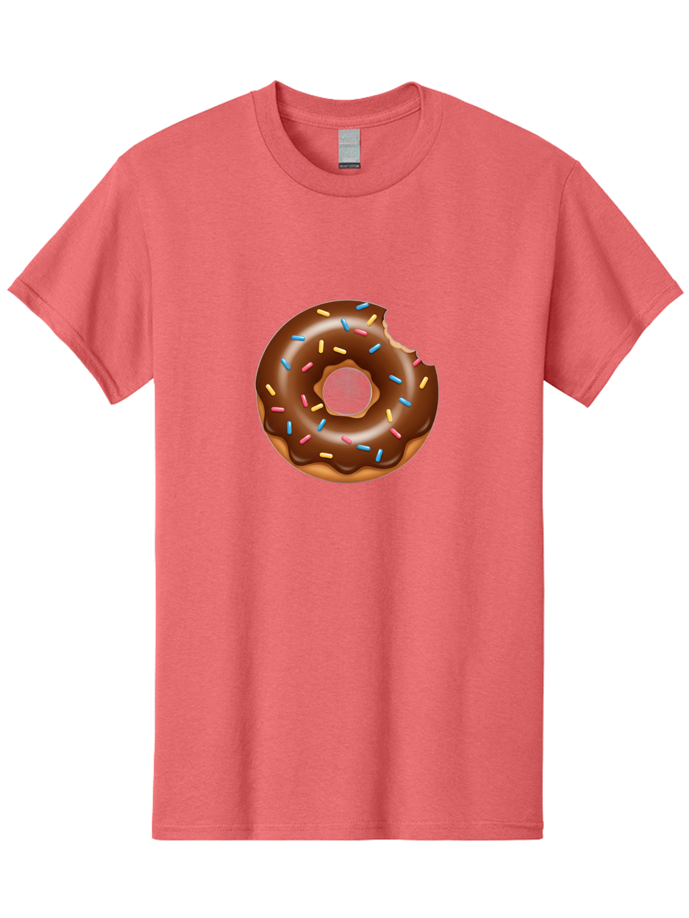Chocolate-Donut Men'S Graphic Tee, 100% Cotton, Comfortable Casual Summer Wear, Machine Washable, Chocolate Frosted Donut, Donut With Sprinkles, Bitten Donut, Sweet Treats, Dessert, Baked Goods, Tasty, Colorful Sprinkles, Indulgent Snack, Baa308