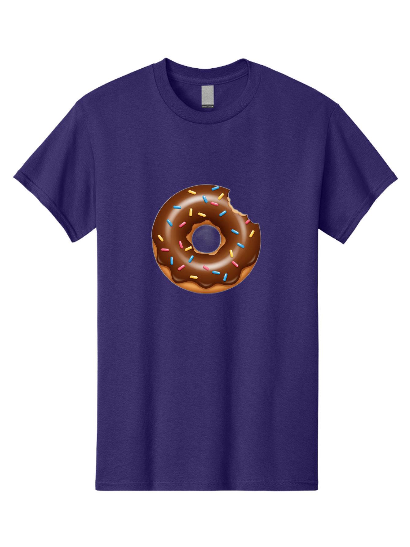 Chocolate-Donut Men'S Graphic Tee, 100% Cotton, Comfortable Casual Summer Wear, Machine Washable, Chocolate Frosted Donut, Donut With Sprinkles, Bitten Donut, Sweet Treats, Dessert, Baked Goods, Tasty, Colorful Sprinkles, Indulgent Snack, Baa308