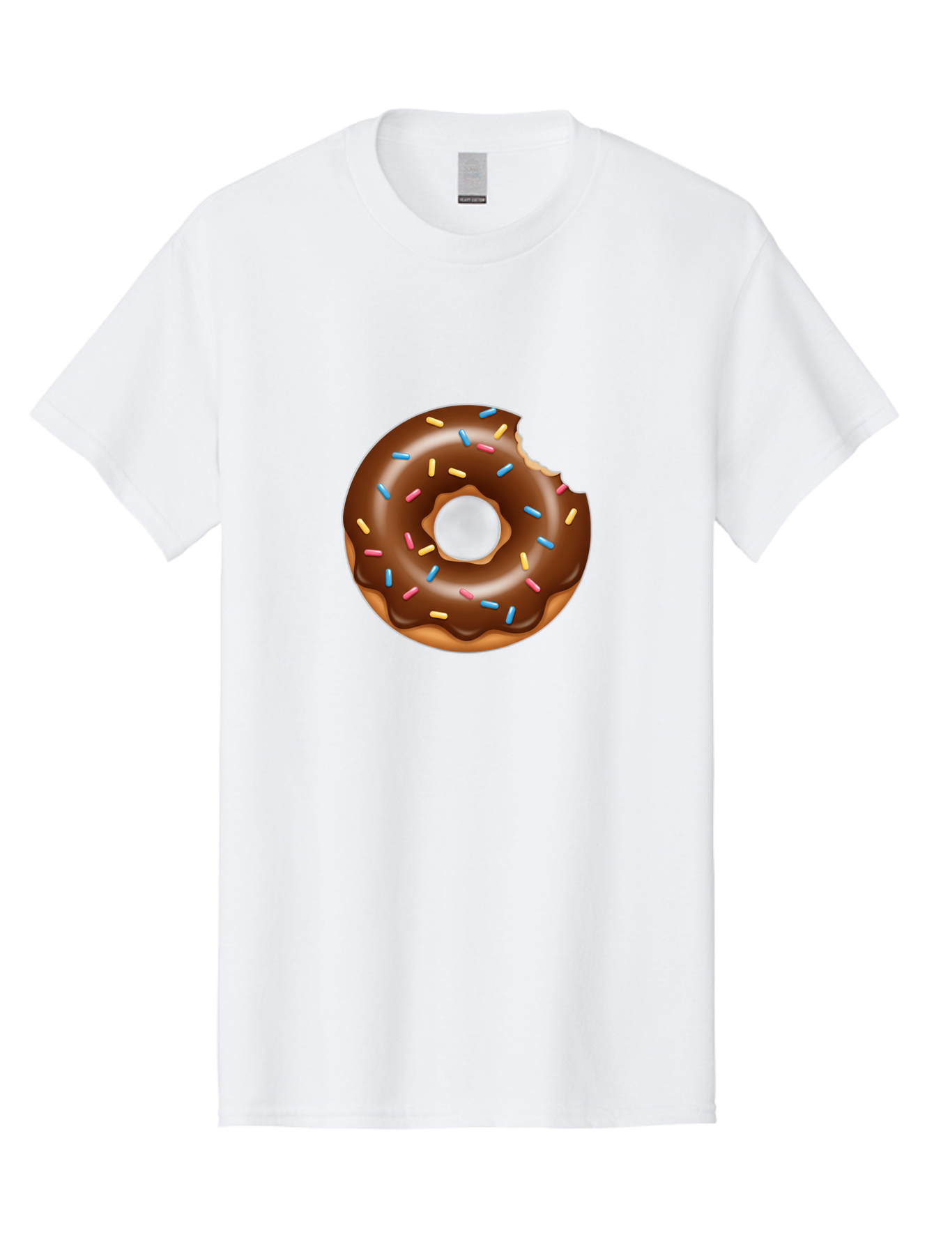 Chocolate-Donut Men'S Graphic Tee, 100% Cotton, Comfortable Casual Summer Wear, Machine Washable, Chocolate Frosted Donut, Donut With Sprinkles, Bitten Donut, Sweet Treats, Dessert, Baked Goods, Tasty, Colorful Sprinkles, Indulgent Snack, Baa308