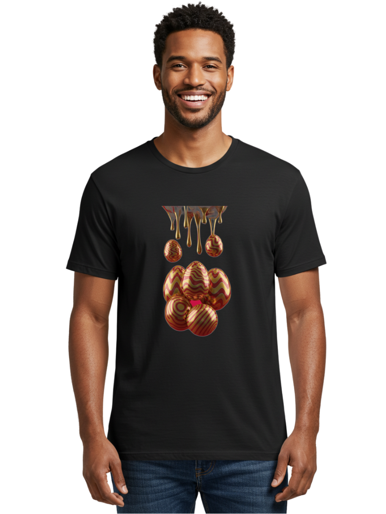 Chocolate-Easter-Eggs Men'S Graphic Tee, 100% Cotton, Comfortable Casual Summer Wear, Machine Washable, Chocolate Covered Eggs, Patterned Eggs, Dripping Chocolate, Decadent Treats, Sweet Indulgence, Rich Desserts, Chocolate Lovers, Sweet Tooth Baa309