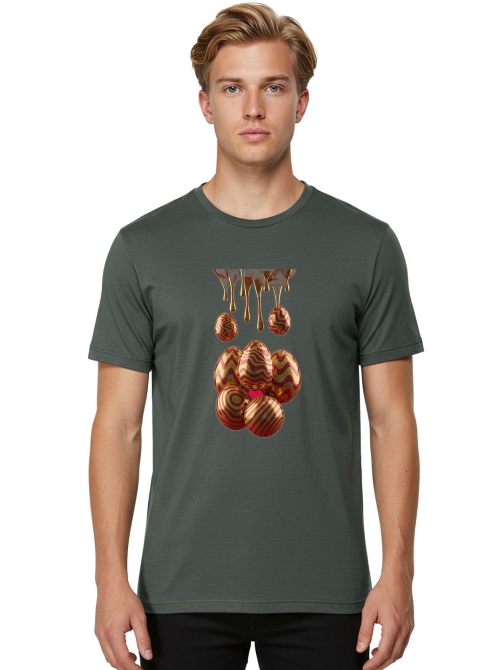 Chocolate-Easter-Eggs Men'S Graphic Tee, 100% Cotton, Comfortable Casual Summer Wear, Machine Washable, Chocolate Covered Eggs, Patterned Eggs, Dripping Chocolate, Decadent Treats, Sweet Indulgence, Rich Desserts, Chocolate Lovers, Sweet Tooth Baa309