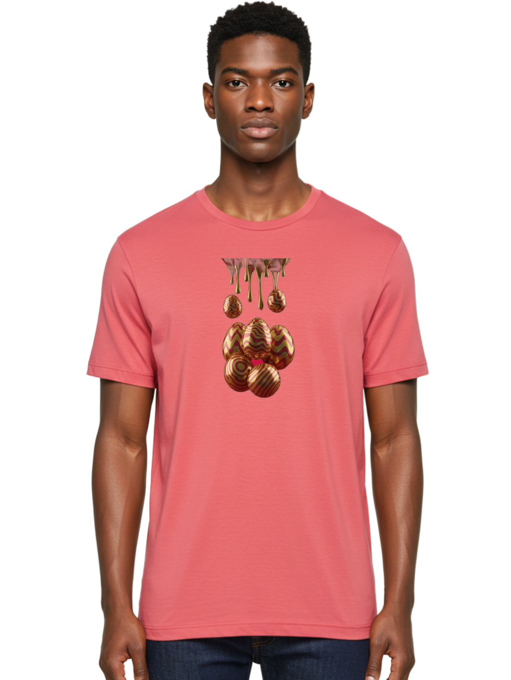 Chocolate-Easter-Eggs Men'S Graphic Tee, 100% Cotton, Comfortable Casual Summer Wear, Machine Washable, Chocolate Covered Eggs, Patterned Eggs, Dripping Chocolate, Decadent Treats, Sweet Indulgence, Rich Desserts, Chocolate Lovers, Sweet Tooth Baa309