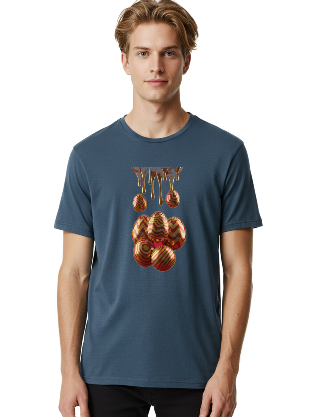 Chocolate-Easter-Eggs Men'S Graphic Tee, 100% Cotton, Comfortable Casual Summer Wear, Machine Washable, Chocolate Covered Eggs, Patterned Eggs, Dripping Chocolate, Decadent Treats, Sweet Indulgence, Rich Desserts, Chocolate Lovers, Sweet Tooth Baa309